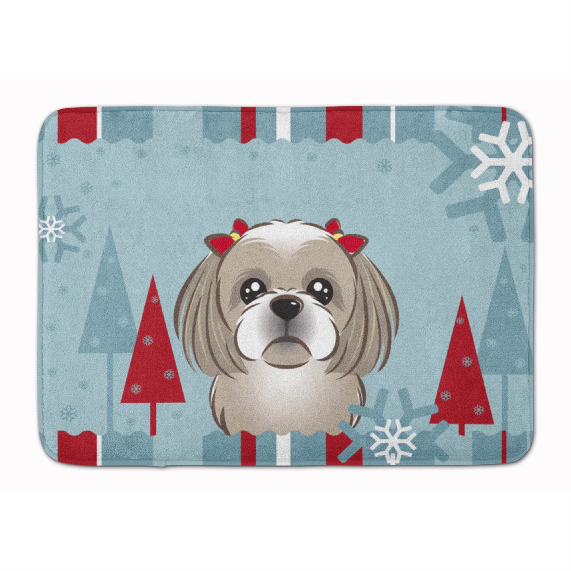 'Caroline'S Treasures Winter Holiday Gray Silver Shih Tzu Floor Mat, 19'''' X 27'''', Multicolor''