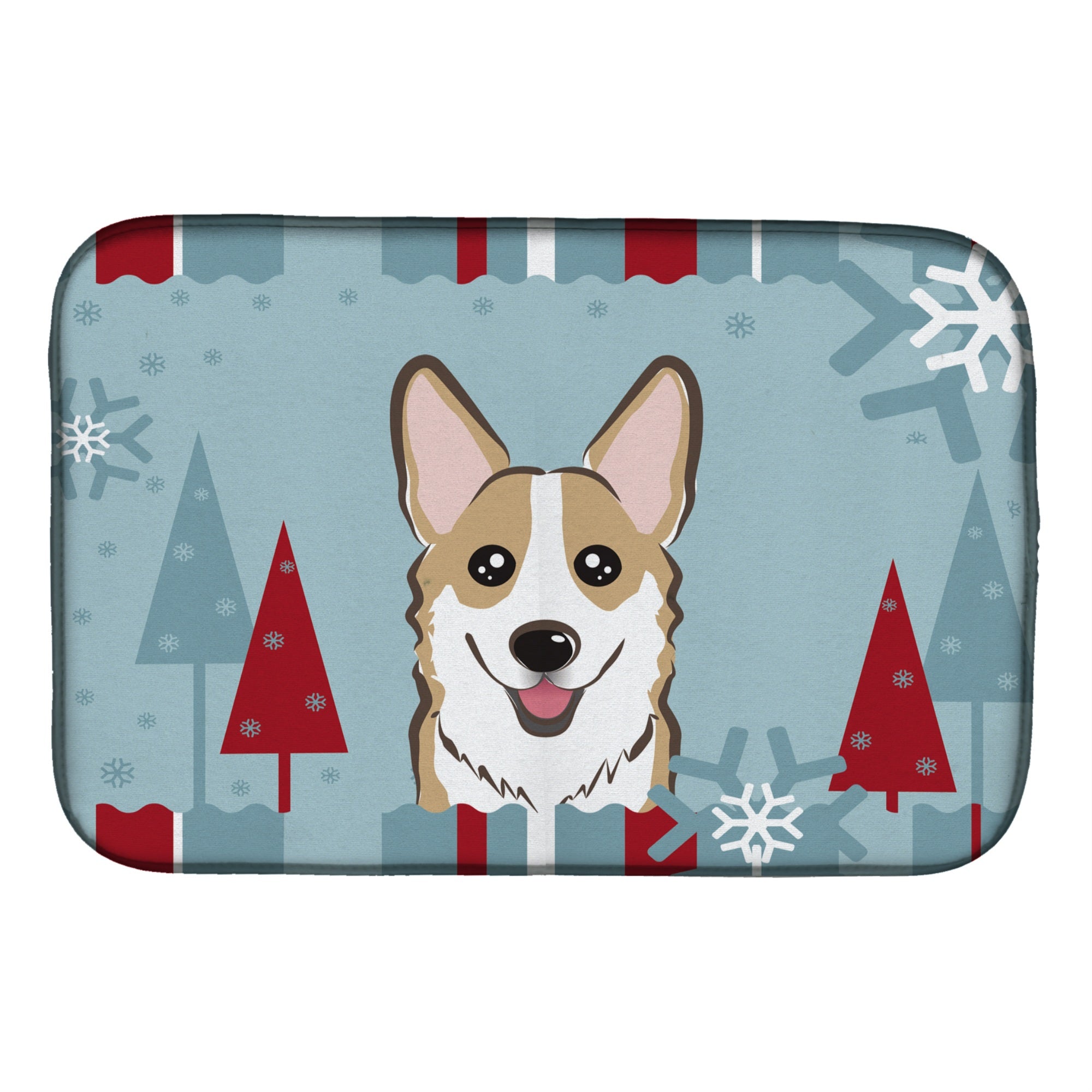 'Caroline'S Treasures Winter Holiday Sable Corgi Dish Drying Mat, 14'''' X 21''''''
