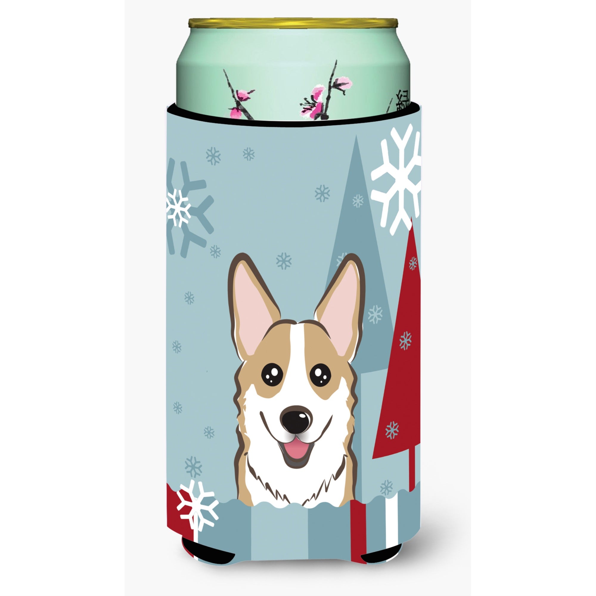 'Caroline'S Treasures Winter Holiday Sable Corgi Tall Boy Koozie Hugger, Multicolor''