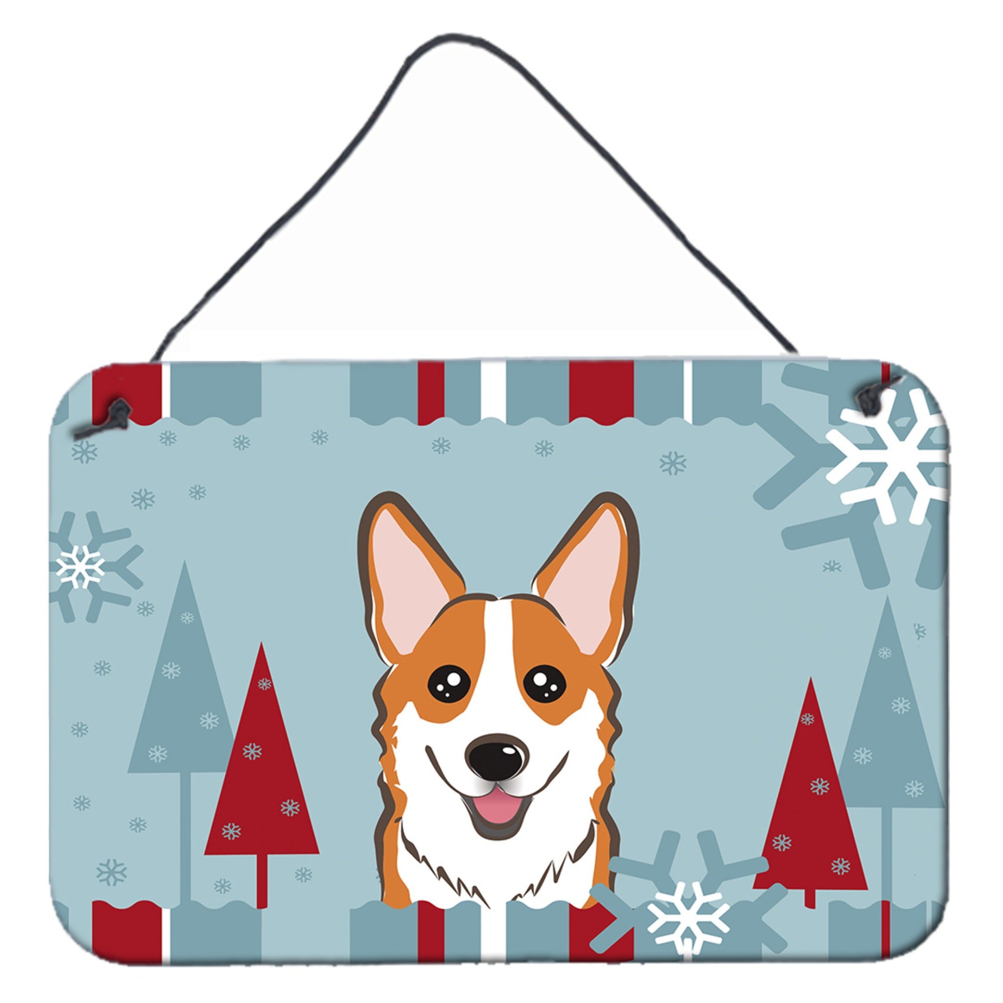 'Caroline'S Treasures Winter Holiday Red Corgi Wall Or Door Hanging Prints Bb1750Ds812, 8Hx12W, Multicolor''