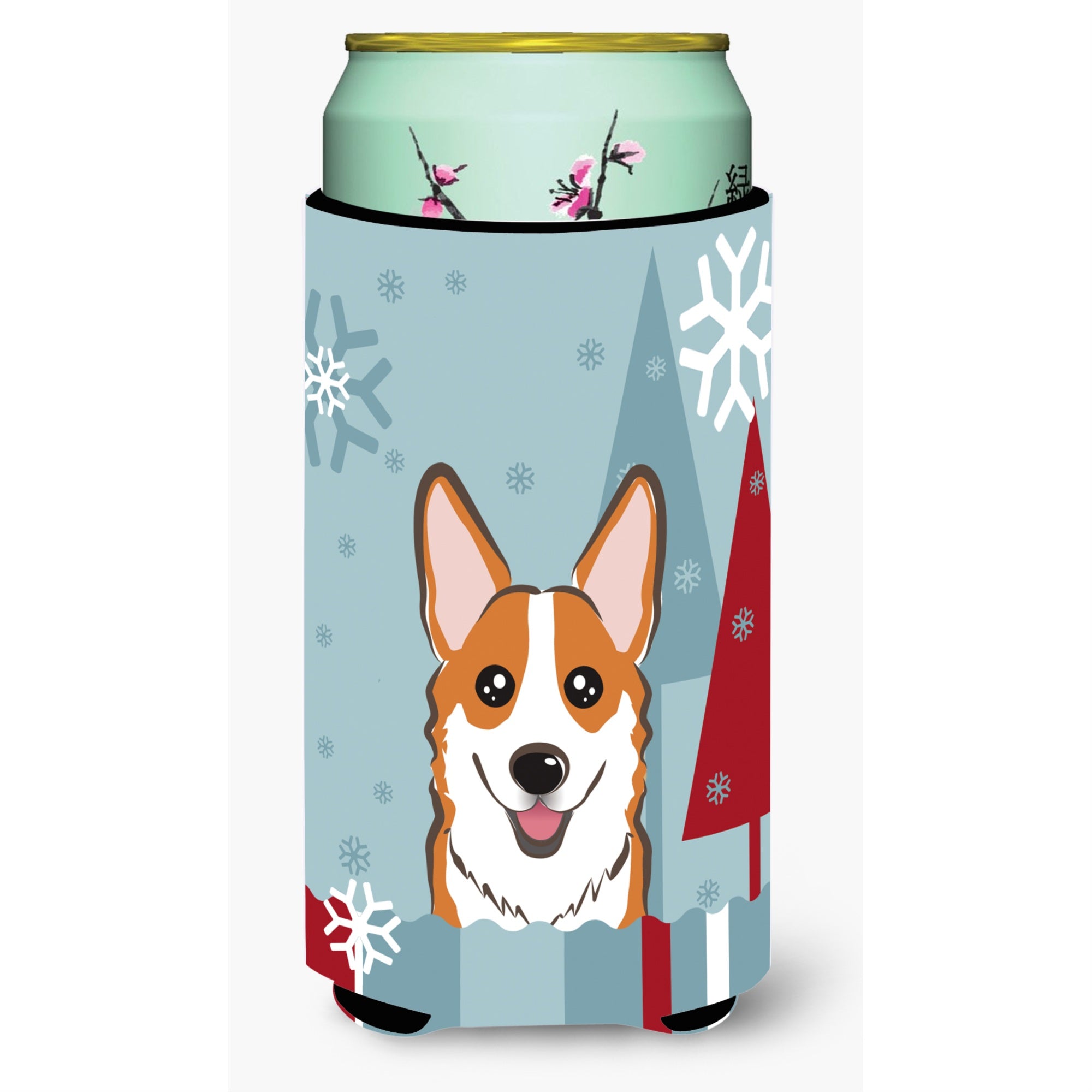 'Caroline'S Treasures Winter Holiday Red Corgi Tall Boy Koozie Hugger, Multicolor''