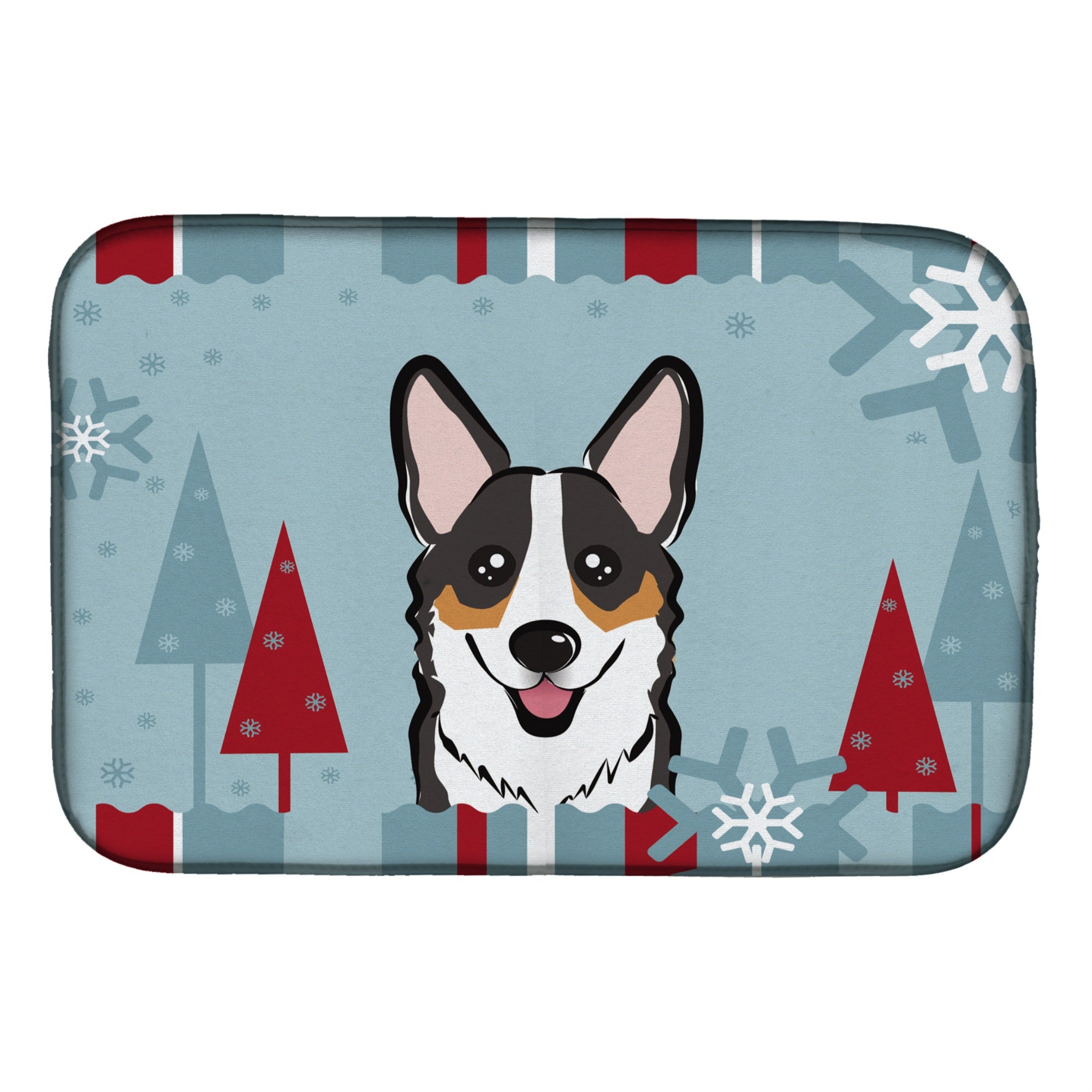 'Caroline'S Treasures Winter Holiday Tricolor Corgi Dish Drying Mat, 14'''' X 21''''''