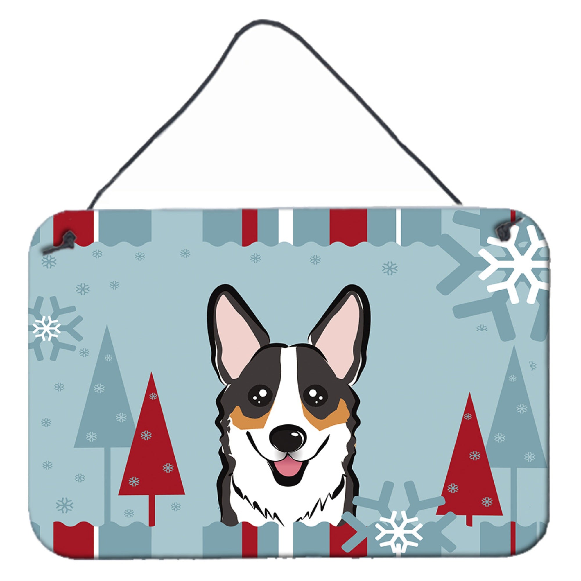 'Caroline'S Treasures Winter Holiday Tricolor Corgi Wall Or Door Hanging Prints Bb1751Ds812, 8Hx12W''