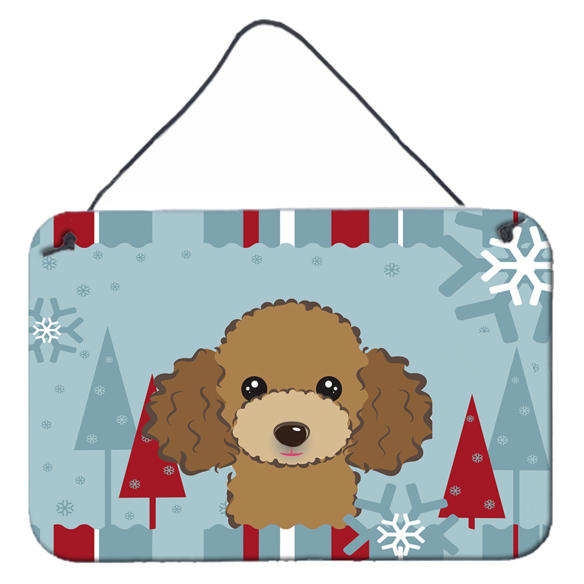 'Caroline'S Treasures Winter Holiday Chocolate Brown Poodle Wall Or Door Hanging Prints Bb1752Ds812, 8Hx12W''