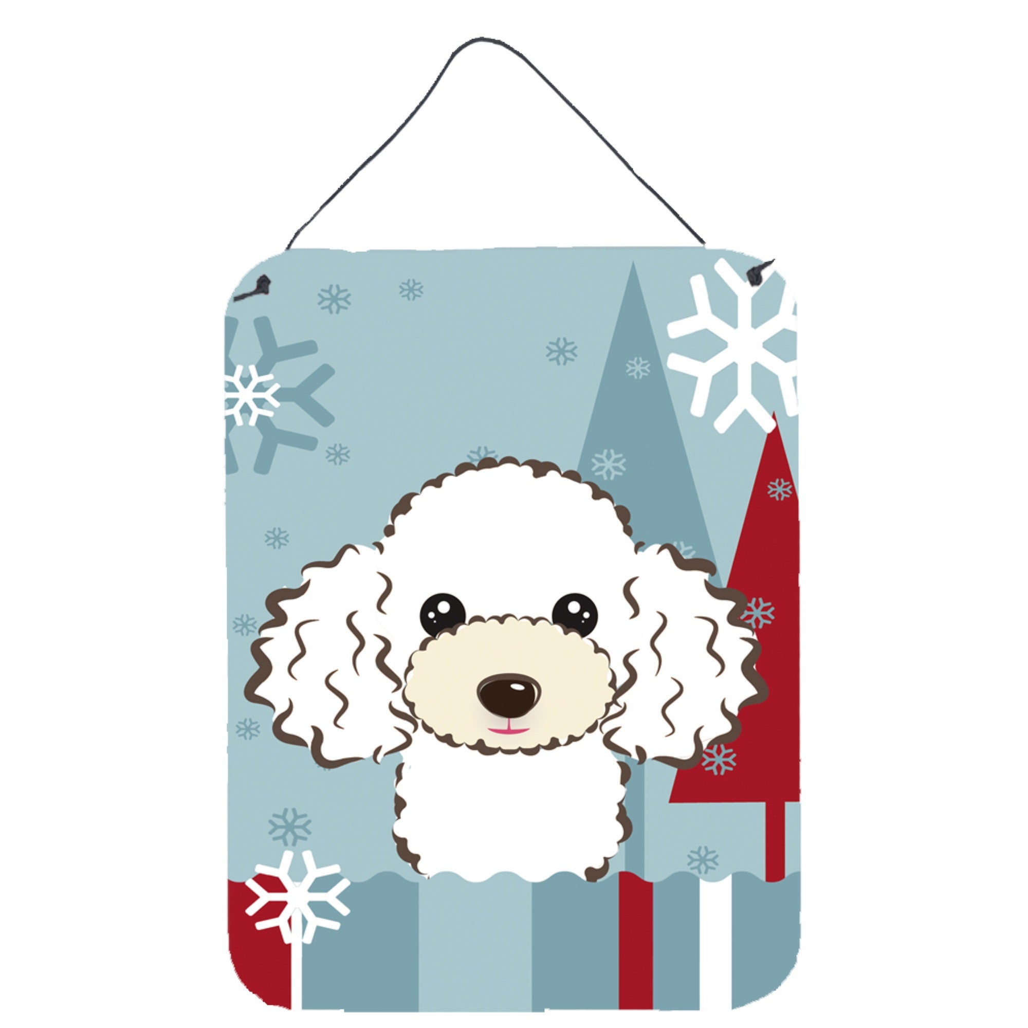 'Caroline'S Treasures Winter Holiday White Poodle Wall Or Door Hanging Prints Bb1753Ds1216, 16''''H X 12''''W, Multicolor''