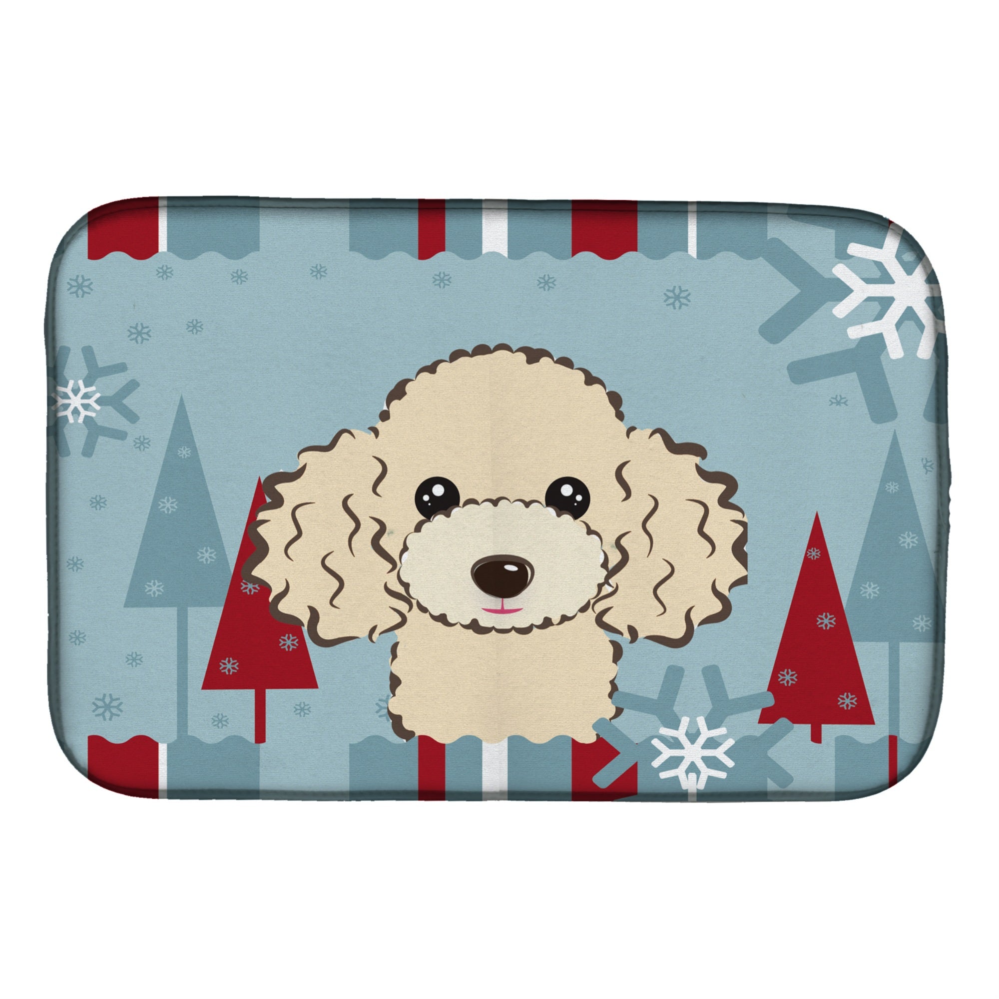 'Caroline'S Treasures Winter Holiday Buff Poodle Dish Drying Mat, 14'''' X 21''''''
