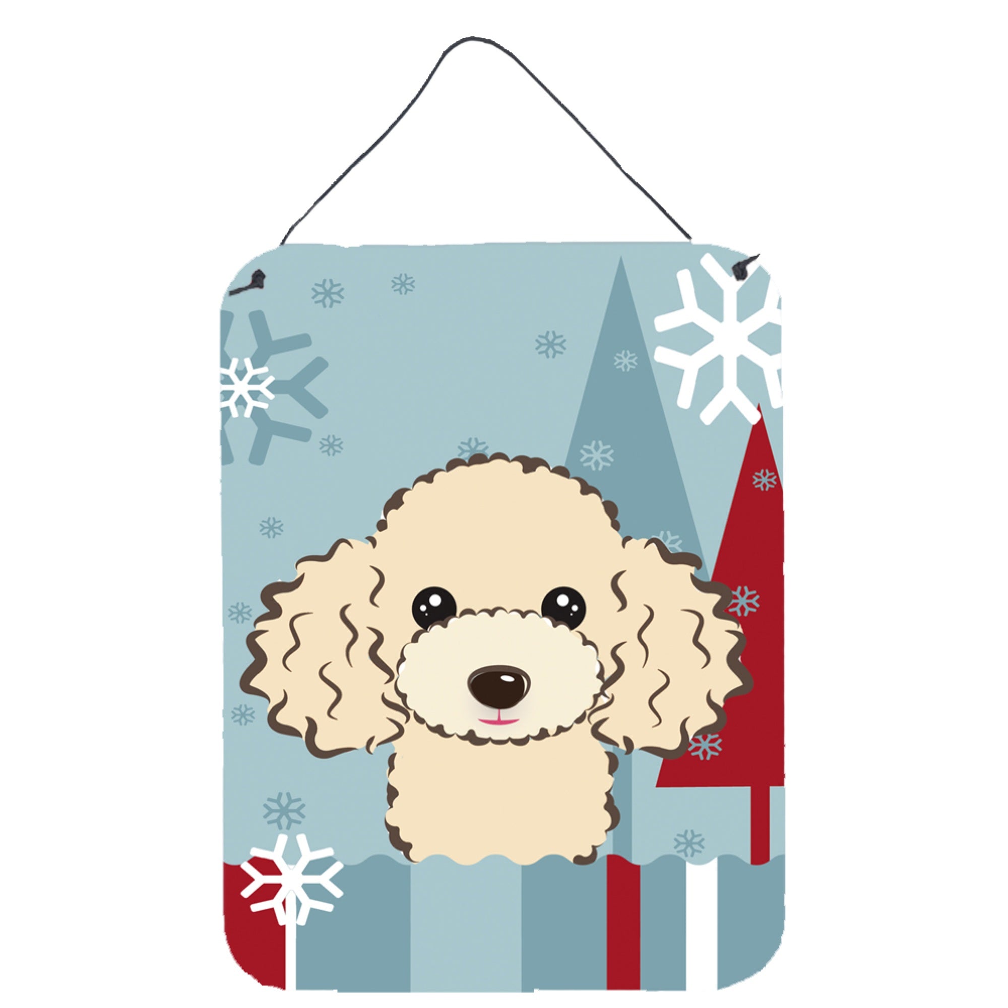 'Caroline'S Treasures Winter Holiday Buff Poodle Wall Or Door Hanging Prints Bb1754Ds1216, 16Hx12W, Multicolor''