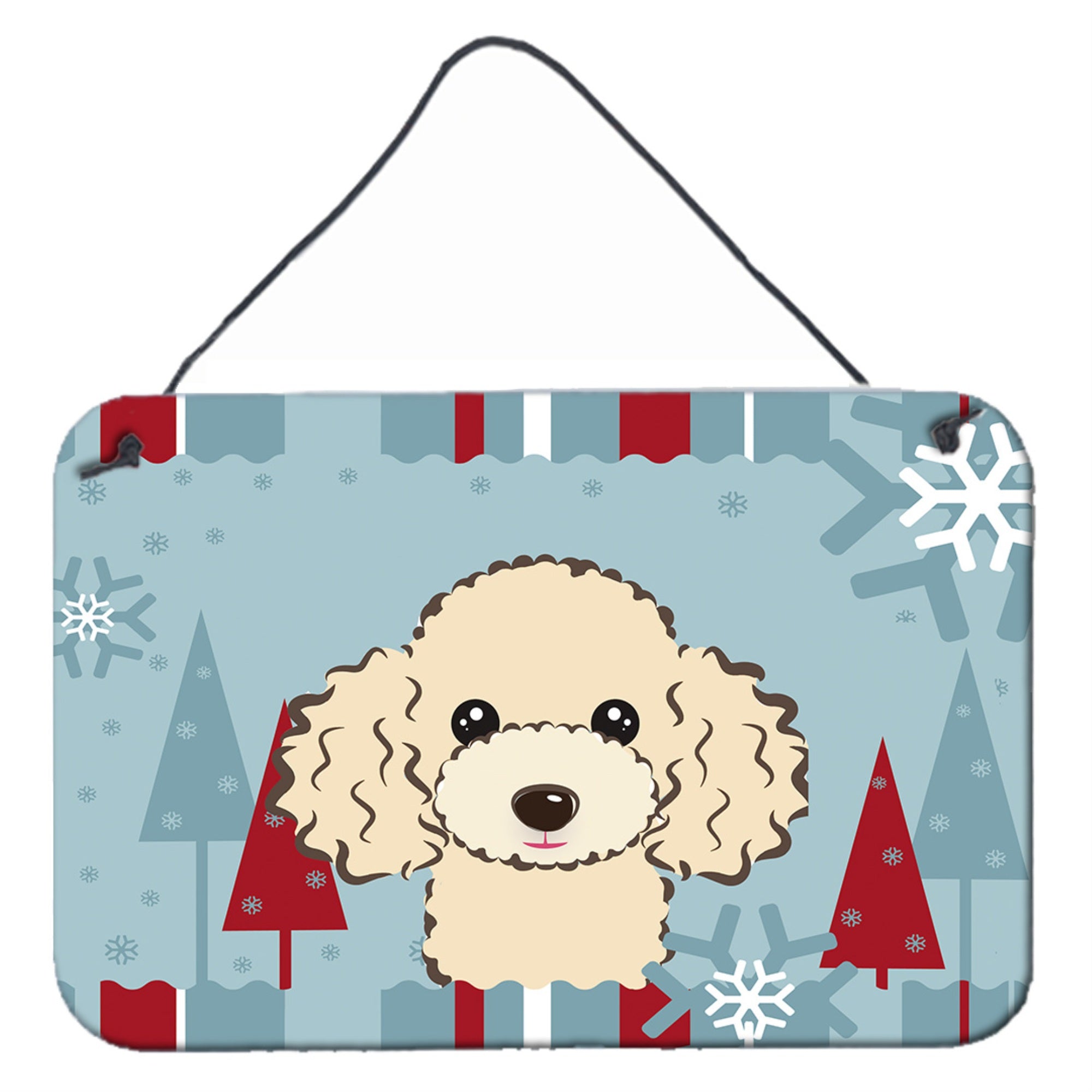 'Caroline'S Treasures Winter Holiday Buff Poodle Wall Or Door Hanging Prints Bb1754Ds812, 8Hx12W''