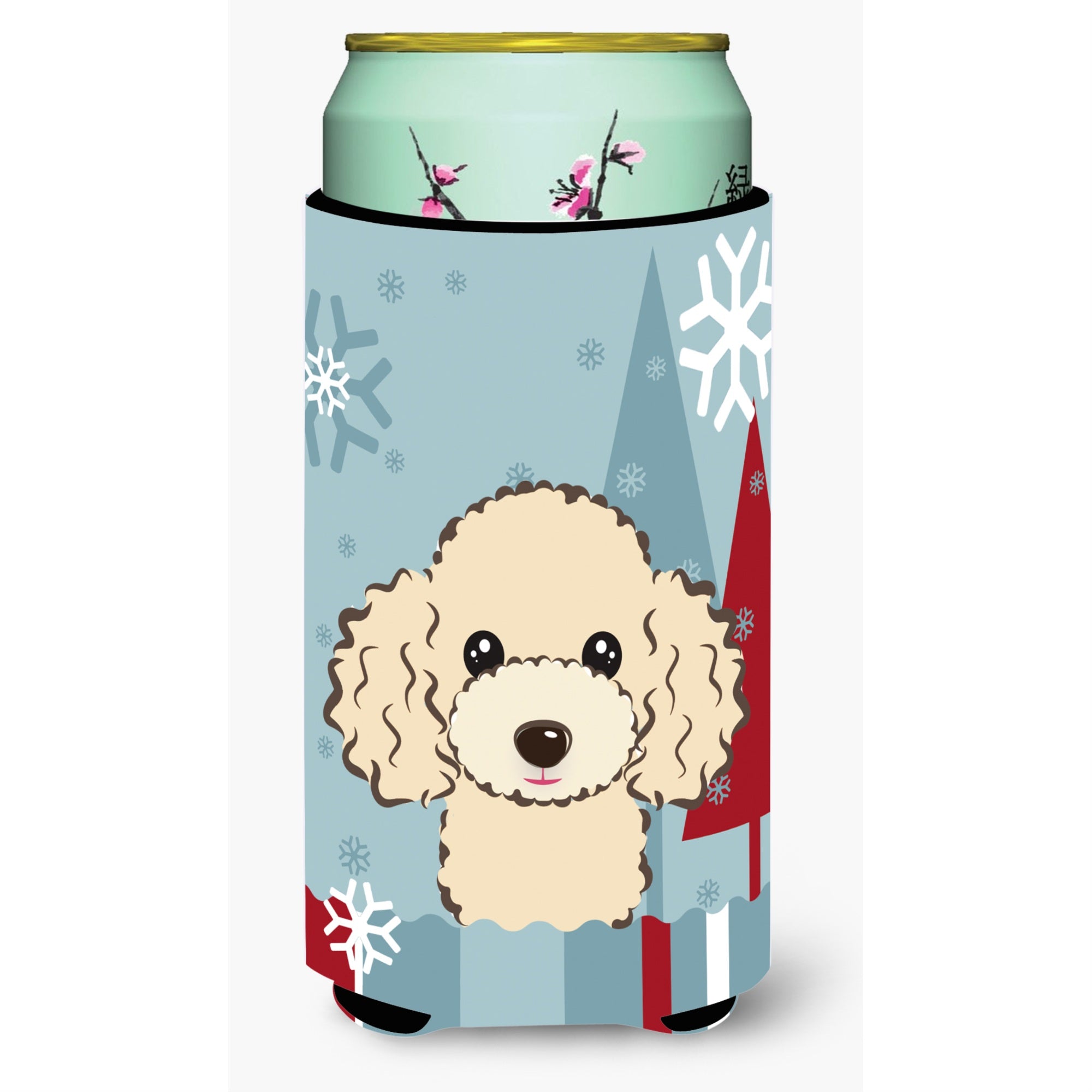 'Caroline'S Treasures Winter Holiday Buff Poodle Tall Boy Koozie Hugger, Multicolor''
