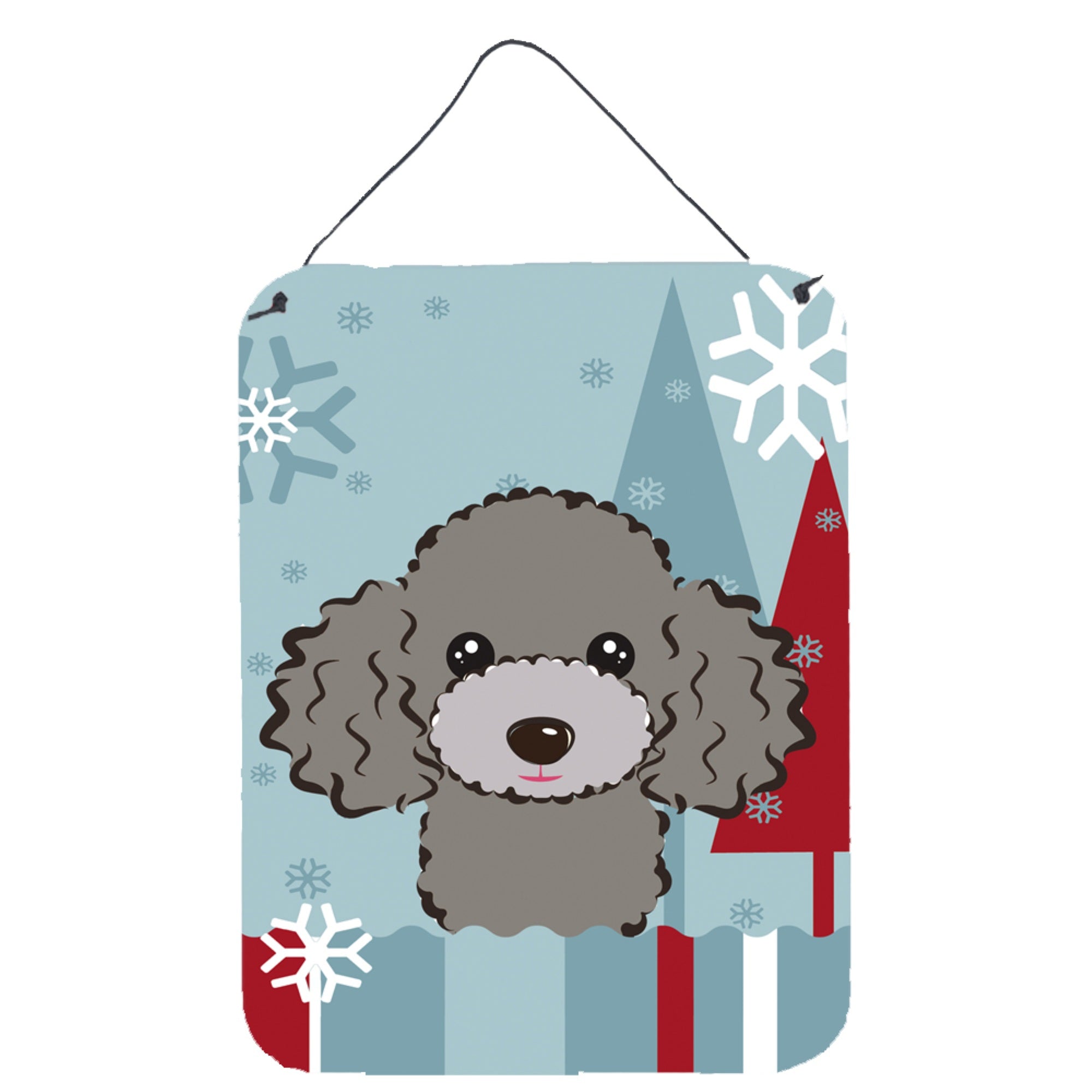 'Caroline'S Treasures Winter Holiday Silver Gray Poodle Wall Or Door Hanging Prints Bb1755Ds1216, 16Hx12W, Multicolor''