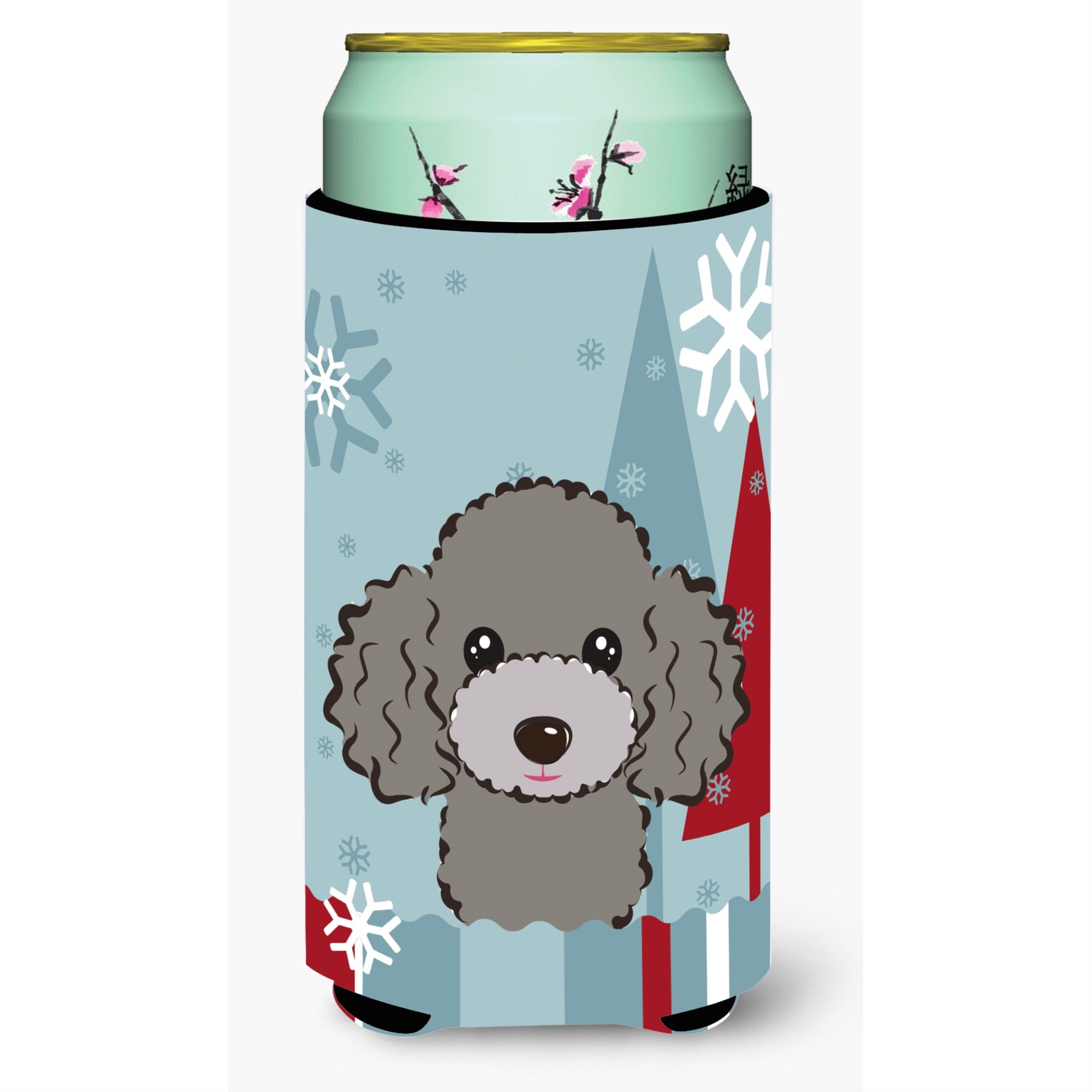 'Caroline'S Treasures Winter Holiday Silver Gray Poodle Tall Boy Koozie Hugger, Multicolor''