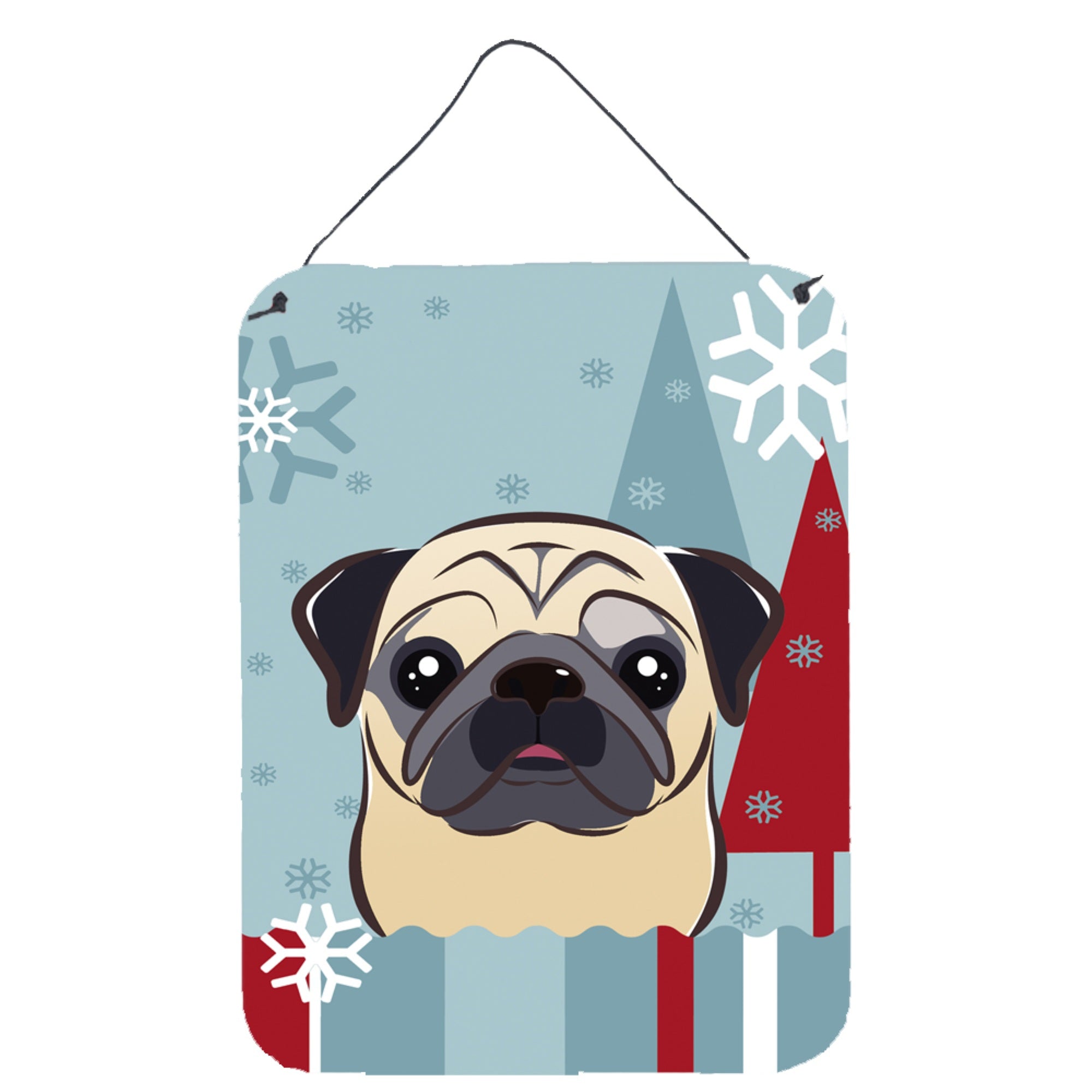 'Caroline'S Treasures Winter Holiday Fawn Pug Wall Or Door Hanging Prints Bb1758Ds1216, 16Hx12W, Multicolor''
