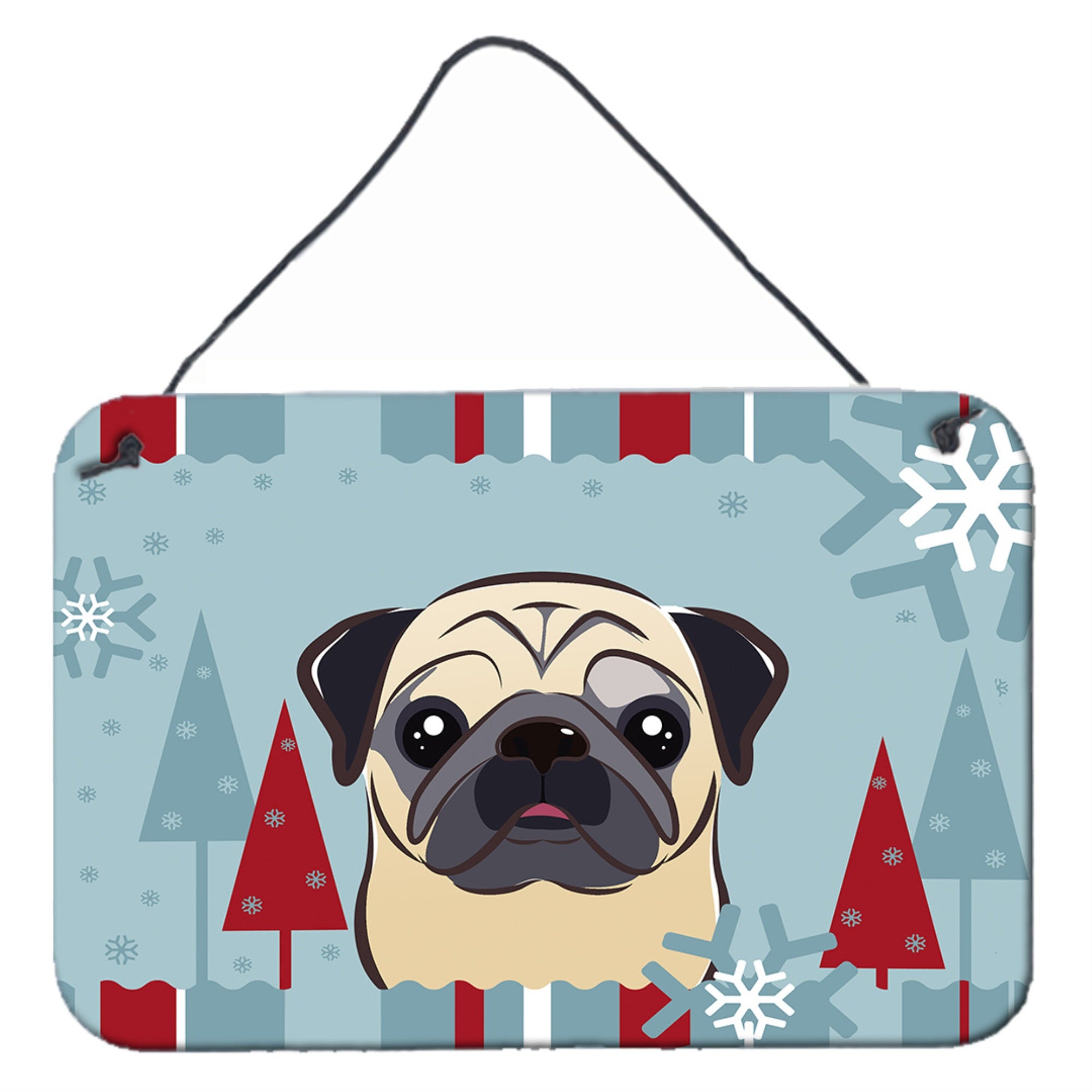 'Caroline'S Treasures Winter Holiday Fawn Pug Wall Or Door Hanging Prints Bb1758Ds812, 8Hx12W''