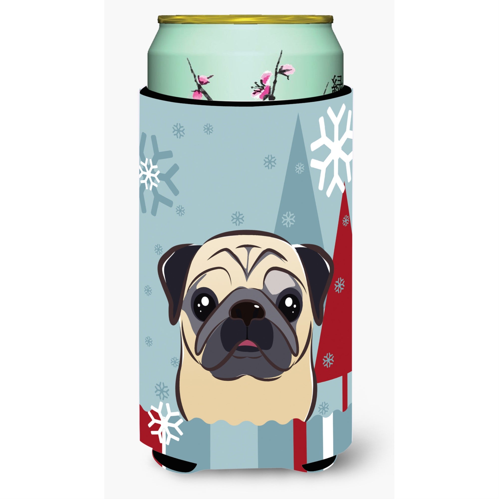 'Caroline'S Treasures Winter Holiday Fawn Pug Tall Boy Koozie Hugger, Multicolor''