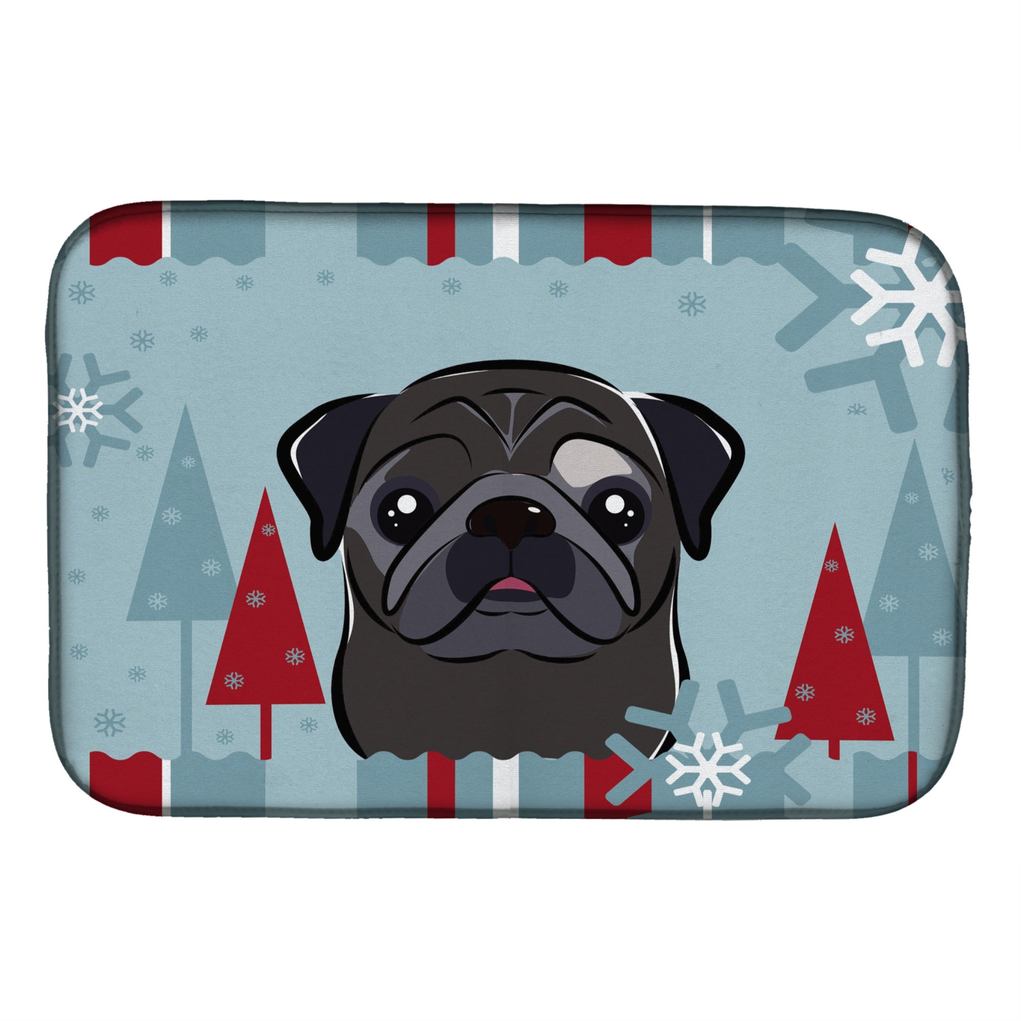 'Caroline'S Treasures Winter Holiday Pug Dish Drying Mat, 14'''' X 21''''''