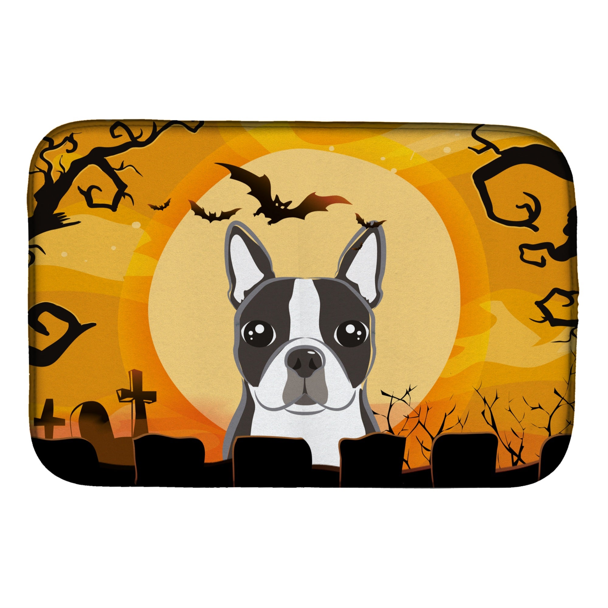 Carolines Treasures Halloween Boston Terrier Dish Drying Mat 14 x 21
