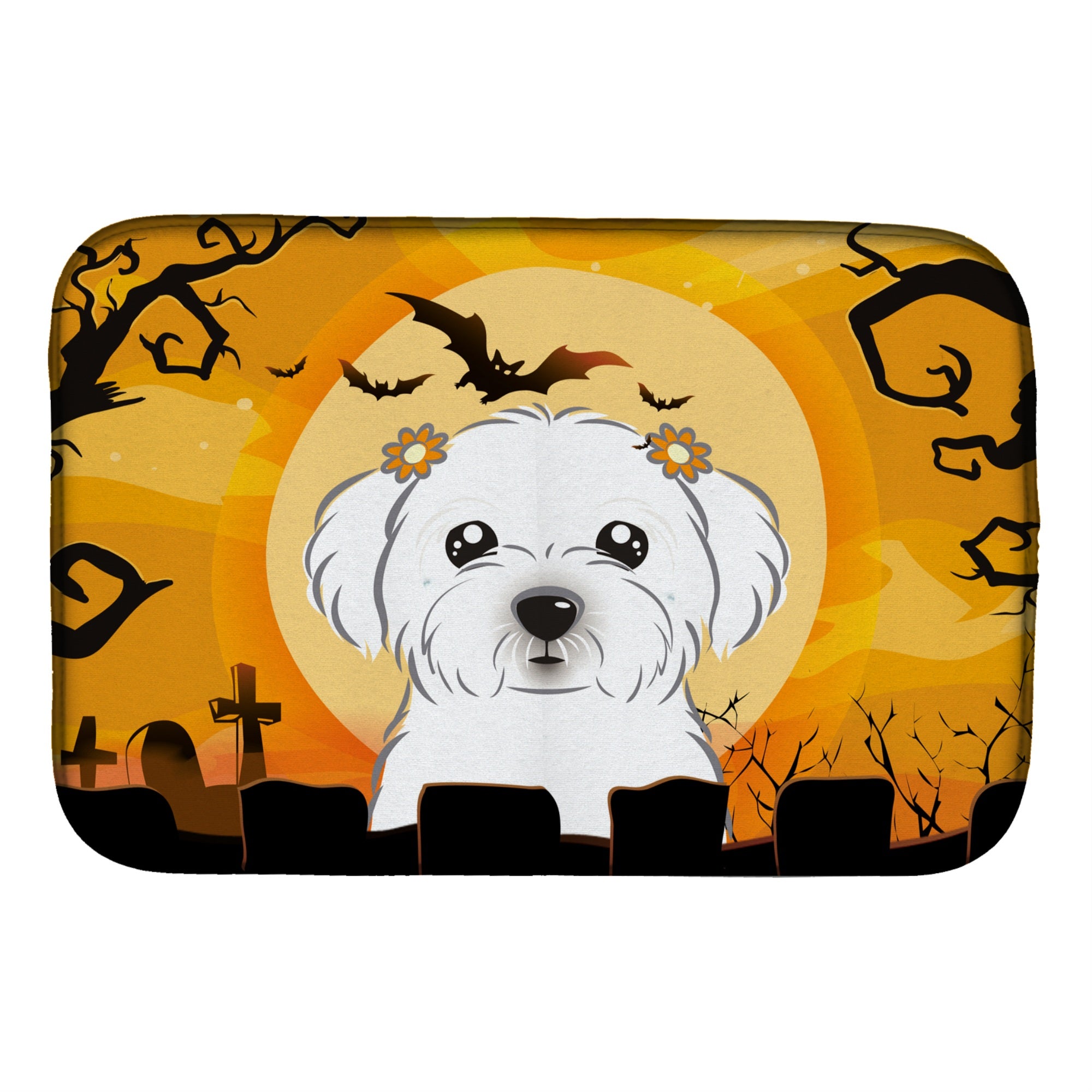 Carolines Treasures Halloween Maltese Dish Drying Mat 14 x 21
