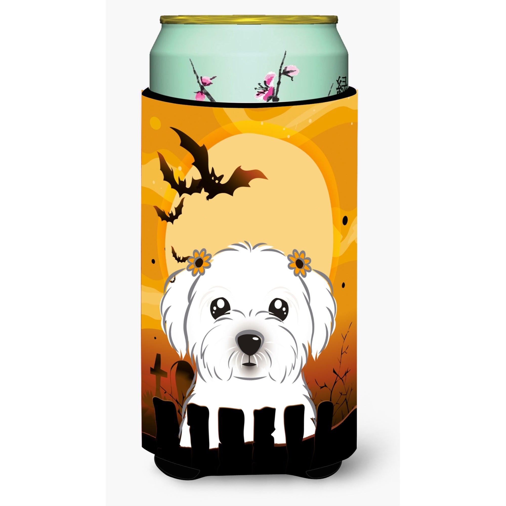 'Caroline'S Treasures Halloween Maltese Tall Boy Koozie Hugger, Multicolor''