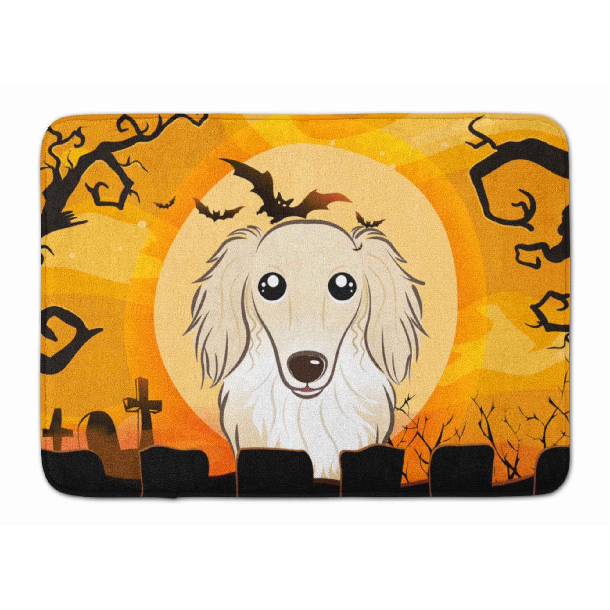 'Caroline'S Treasures Halloween Longhair Creme Dachshund Floor Mat, 19'''' X 27'''', Multicolor''