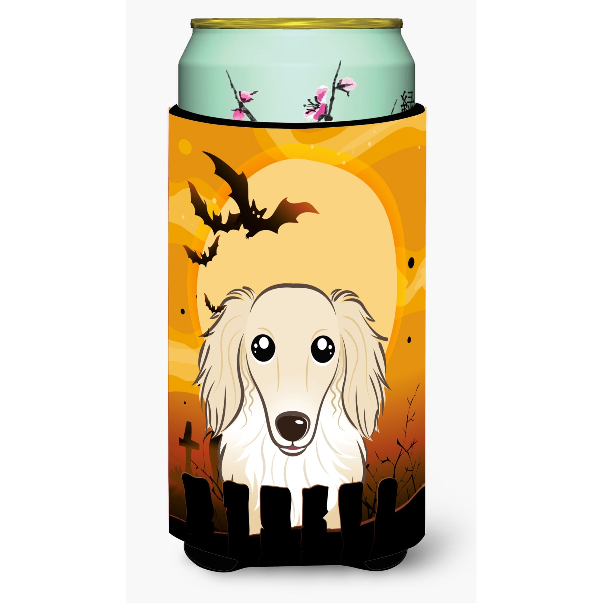 'Caroline'S Treasures Halloween Longhair Creme Dachshund Tall Boy Koozie Hugger, Multicolor''