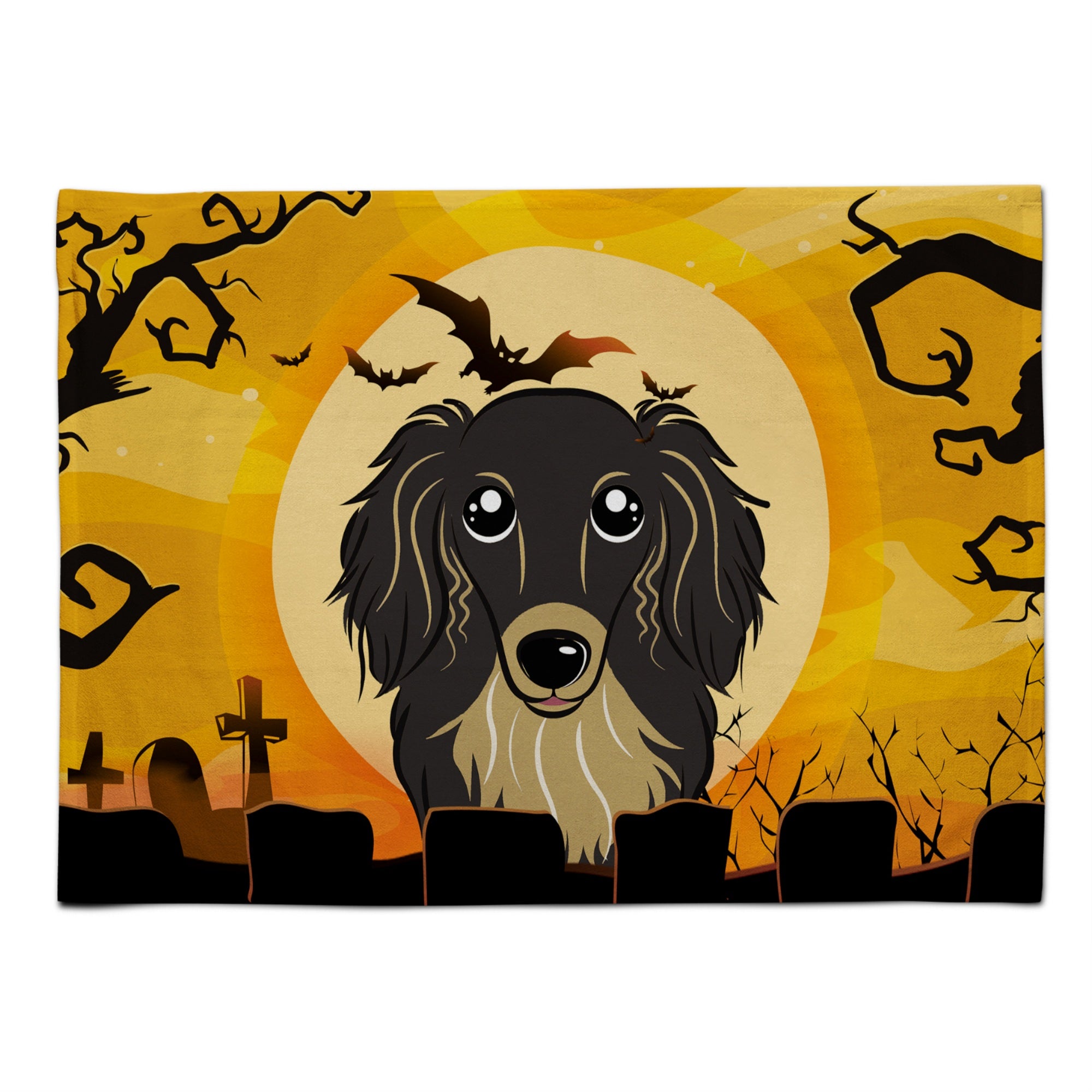 'Caroline'S Treasures Bb1771Plmt Halloween Longhair Black And Tan Dachshund Fabric Placemat, Multicolor''