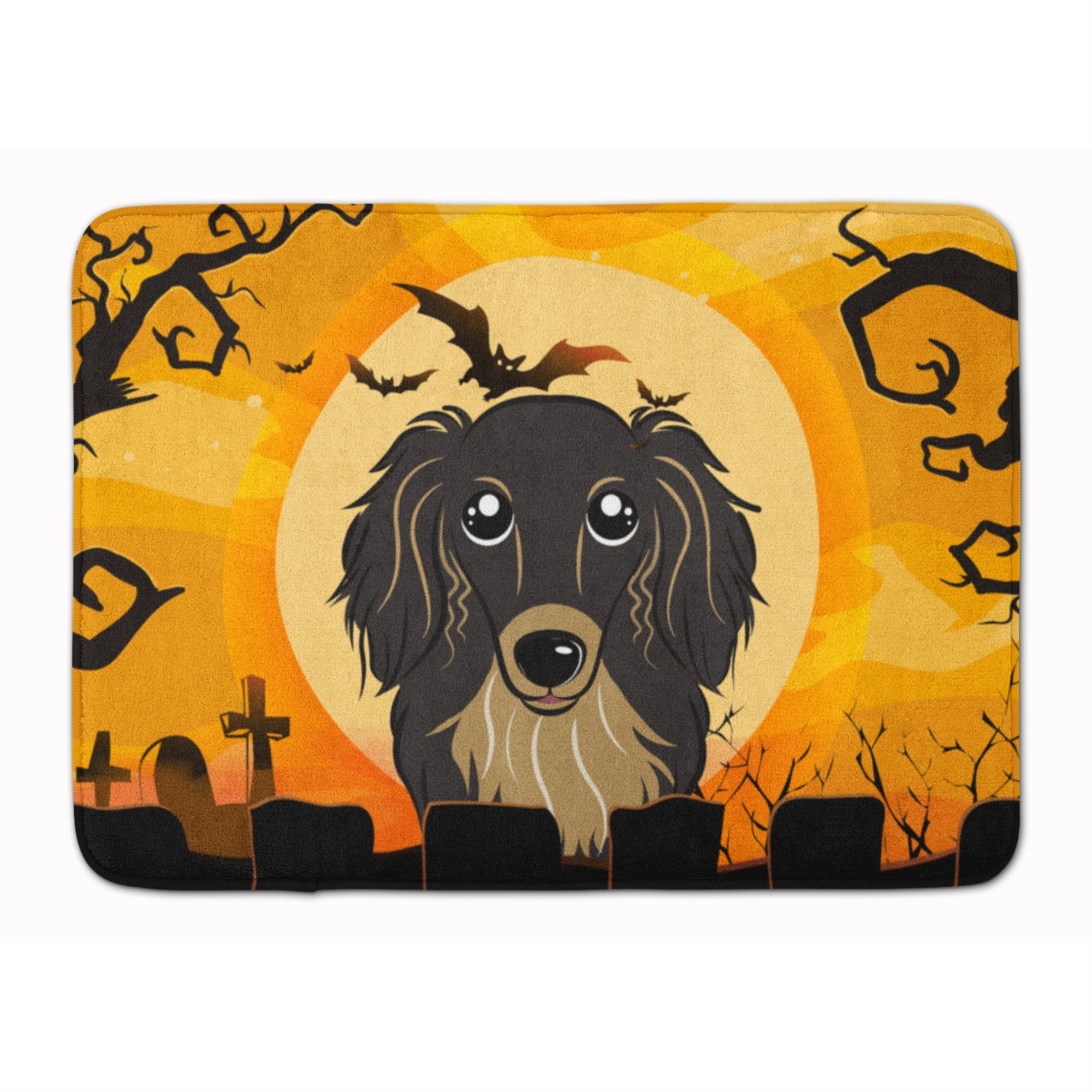 'Caroline'S Treasures Halloween Longhair Black Tan Dachshund Floor Mat, 19'''' X 27'''', Multicolor''