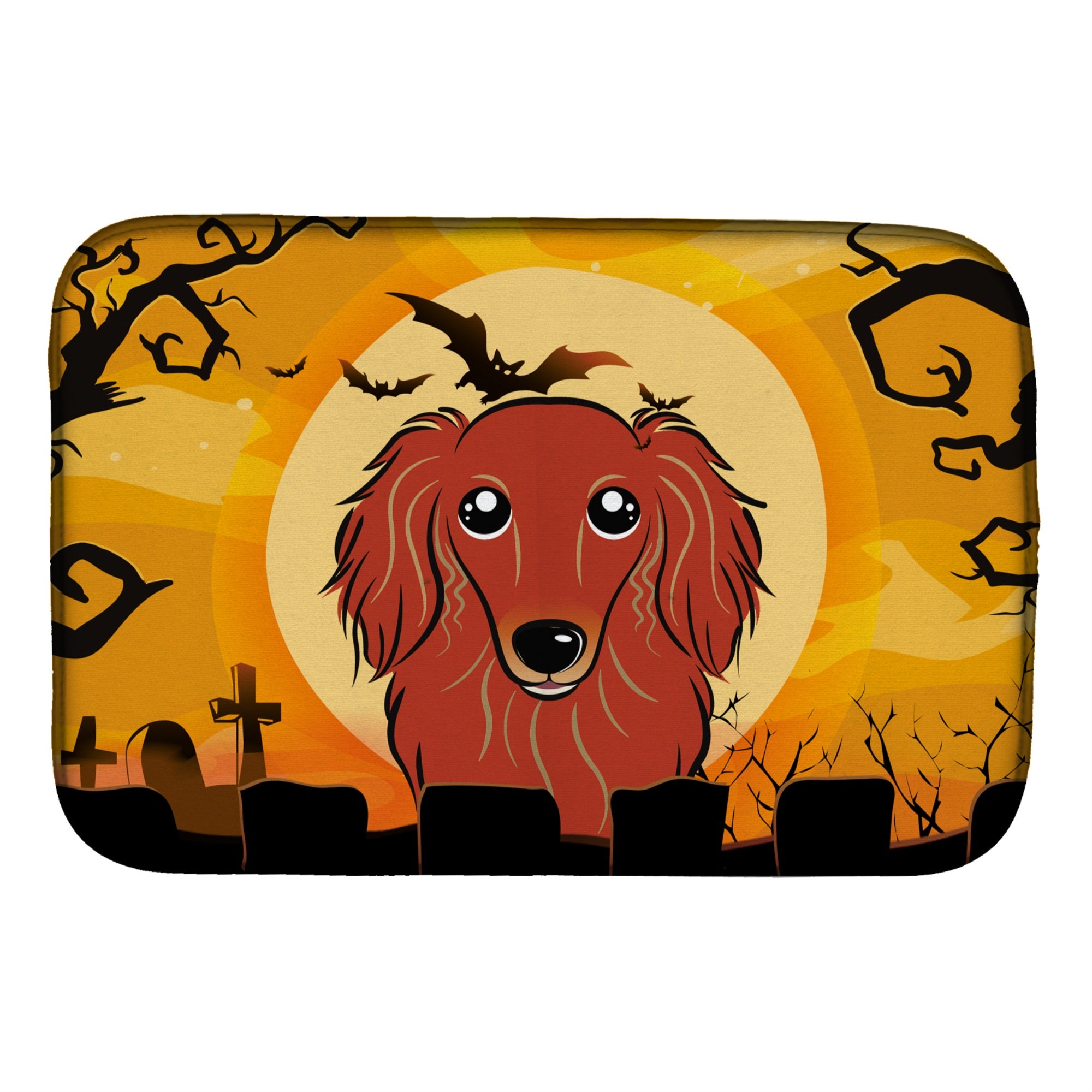 'Caroline'S Treasures Halloween Longhair Red Dachshund Dish Drying Mat, 14'''' X 21''''''