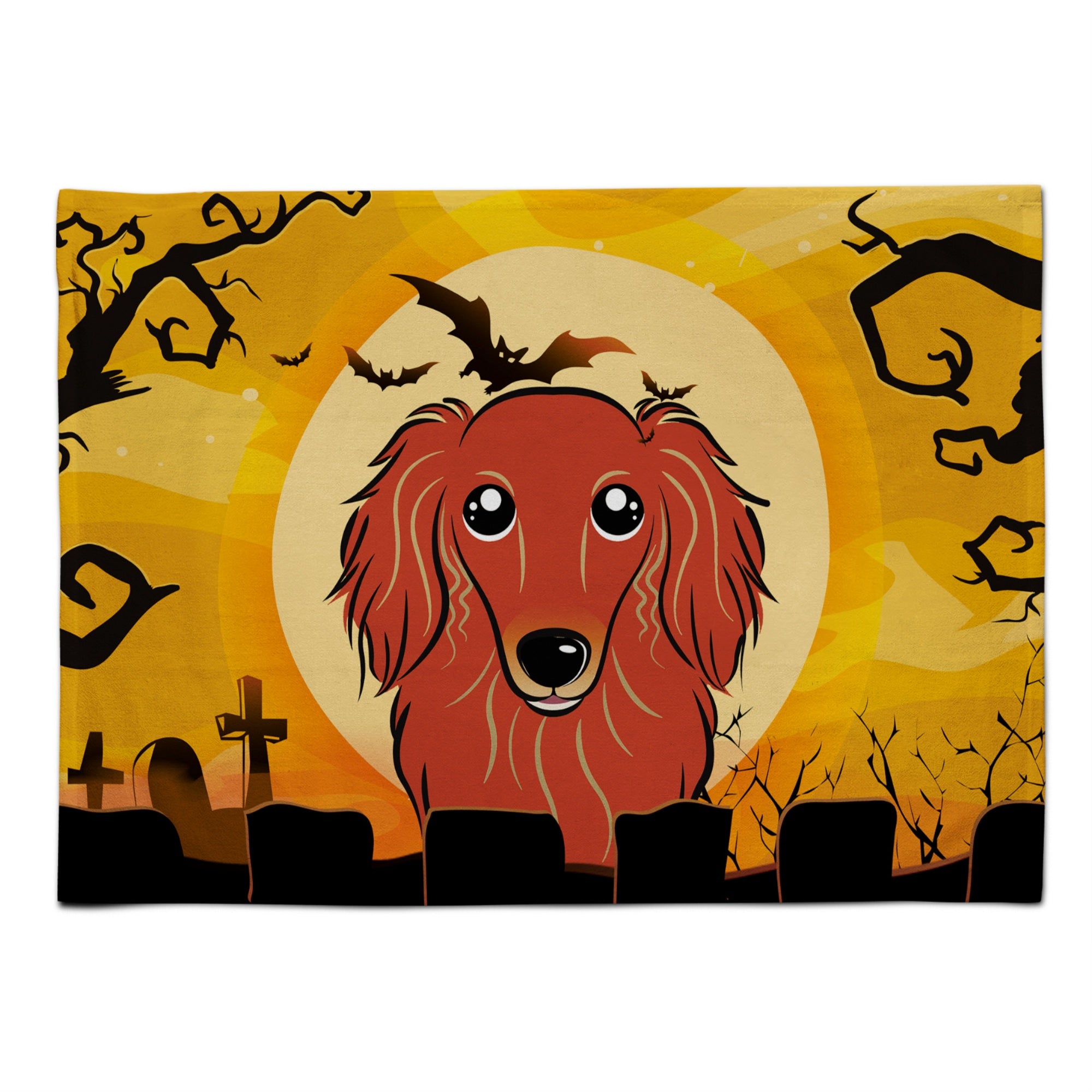 'Caroline'S Treasures Bb1772Plmt Halloween Longhair Red Dachshund Fabric Placemat, Multicolor''