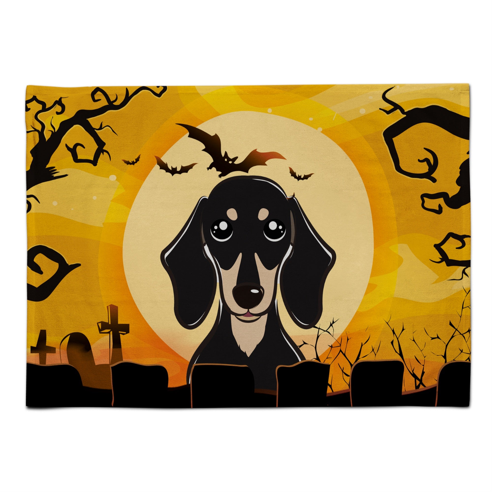 'Caroline'S Treasures Bb1773Plmt Halloween Smooth Black And Tan Dachshund Fabric Placemat, Multicolor''