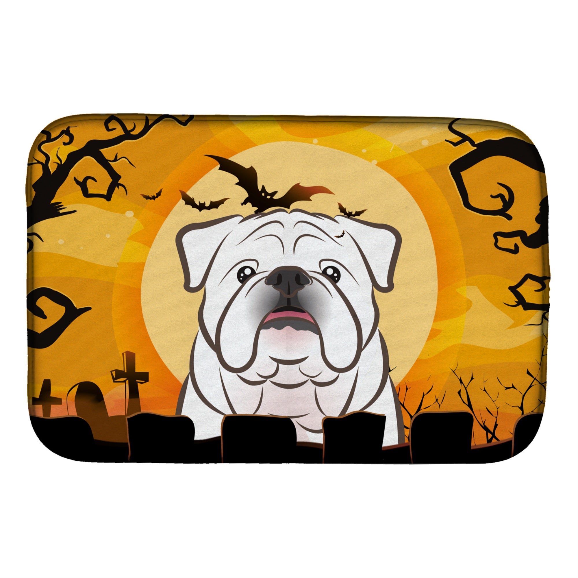 'Caroline'S Treasures Halloween White English Bulldog Dish Drying Mat, 14'''' X 21''''''