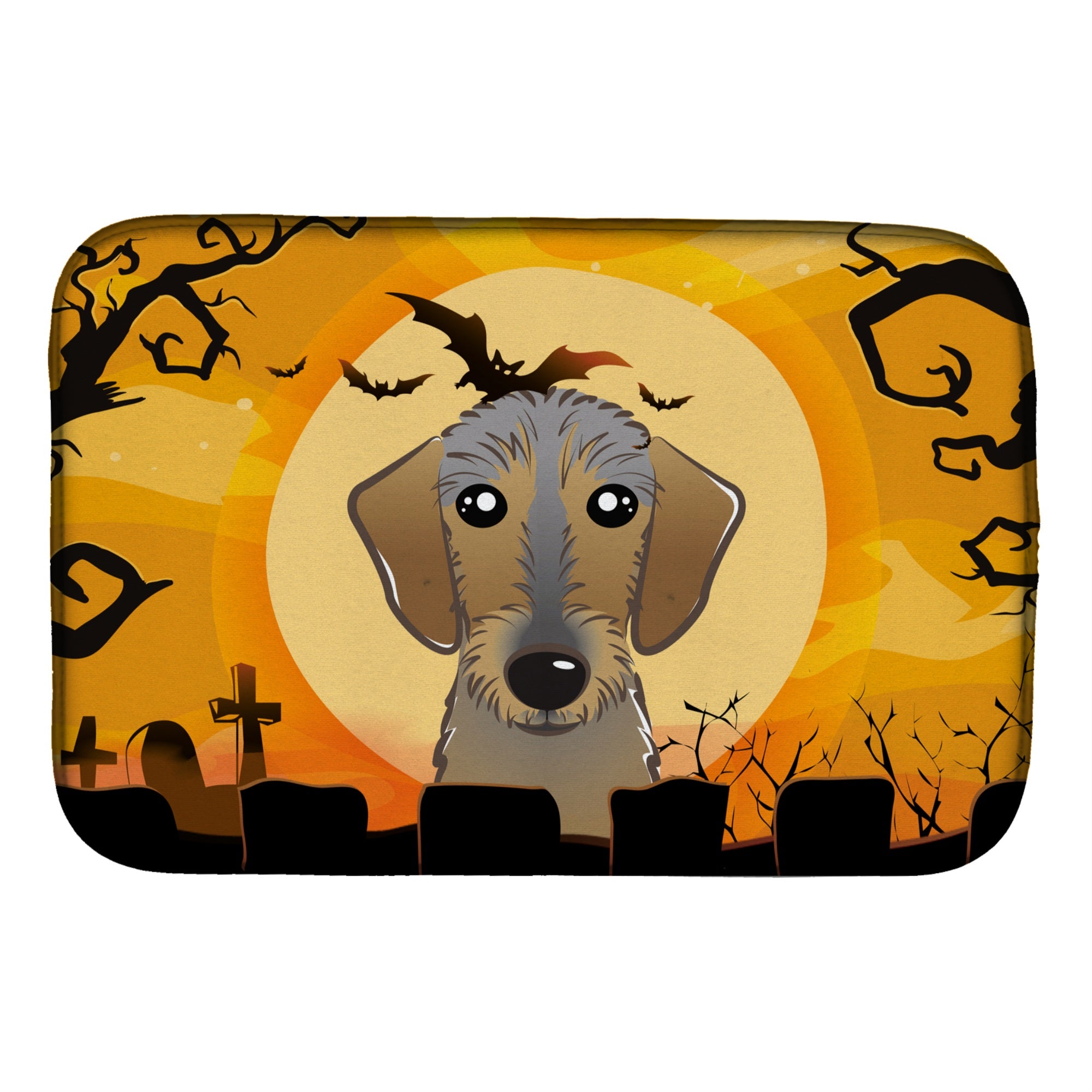 'Caroline'S Treasures Halloween Wirehaired Dachshund Dish Drying Mat, 14 X 21''
