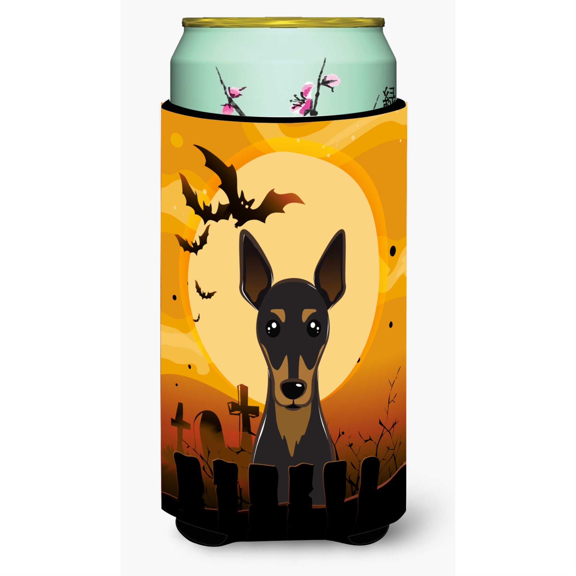 'Caroline'S Treasures Halloween Min Pin Tall Boy Koozie Hugger, Multicolor''