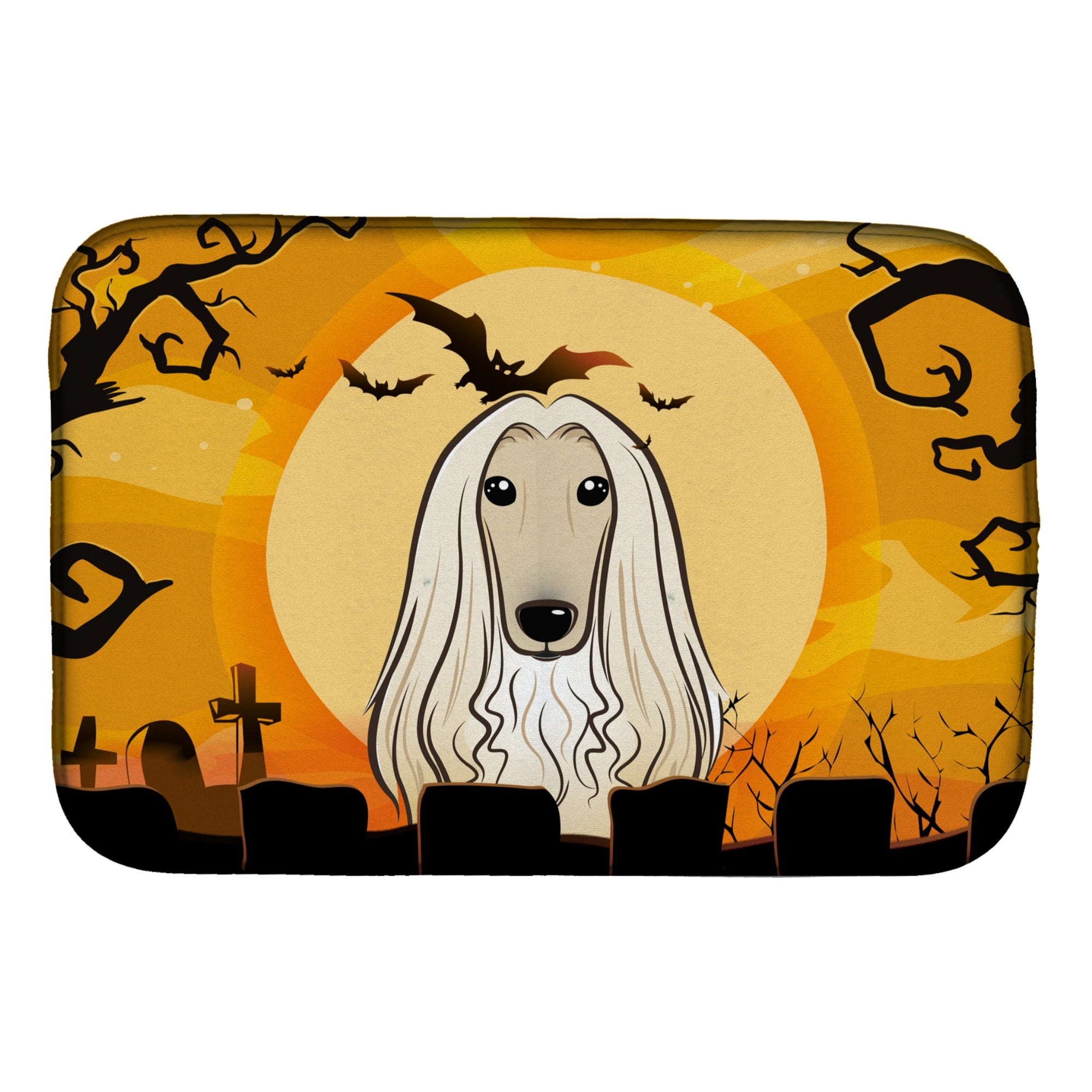 'Caroline'S Treasures Halloween Afghan Hound Dish Drying Mat, 14'''' X 21''''''