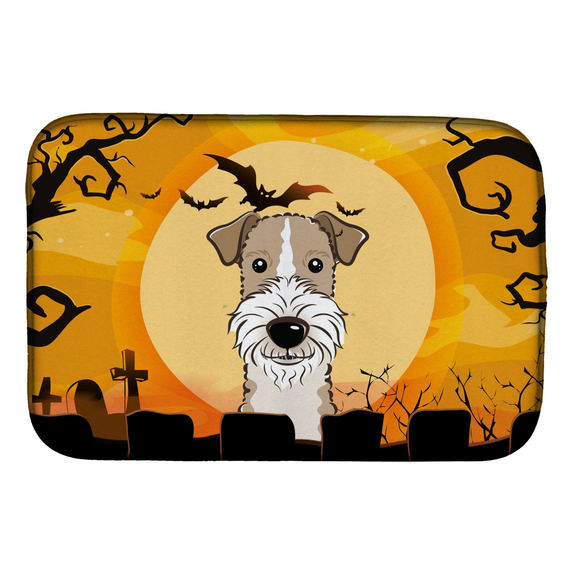 'Caroline'S Treasures Halloween Wire Haired Fox Terrier Dish Drying Mat, 14'''' X 21''''''