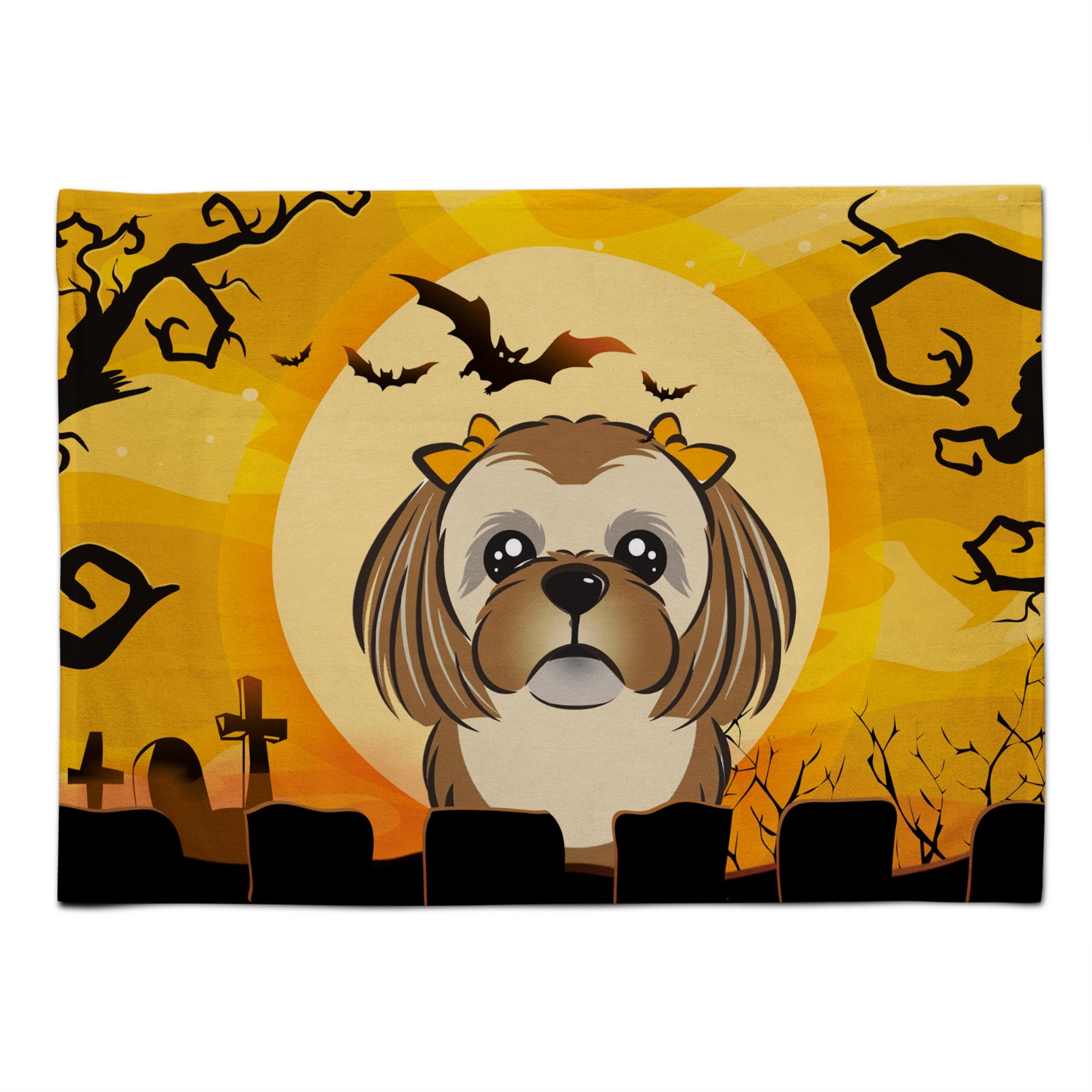 'Caroline'S Treasures Bb1807Plmt Halloween Chocolate Brown Shih Tzu Fabric Placemat, Multicolor''