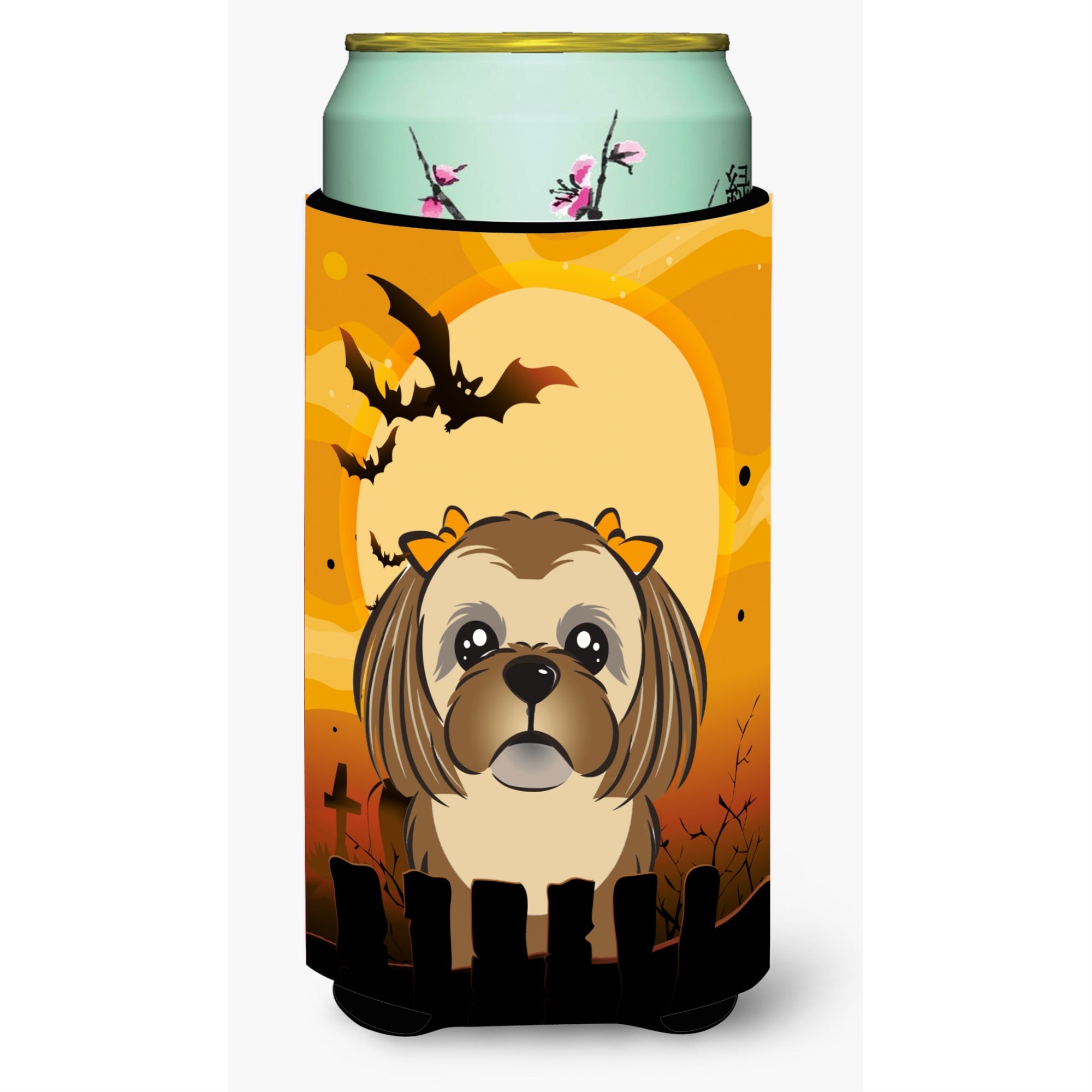 'Caroline'S Treasures Halloween Chocolate Brown Shih Tzu Tall Boy Koozie Hugger, Multicolor''