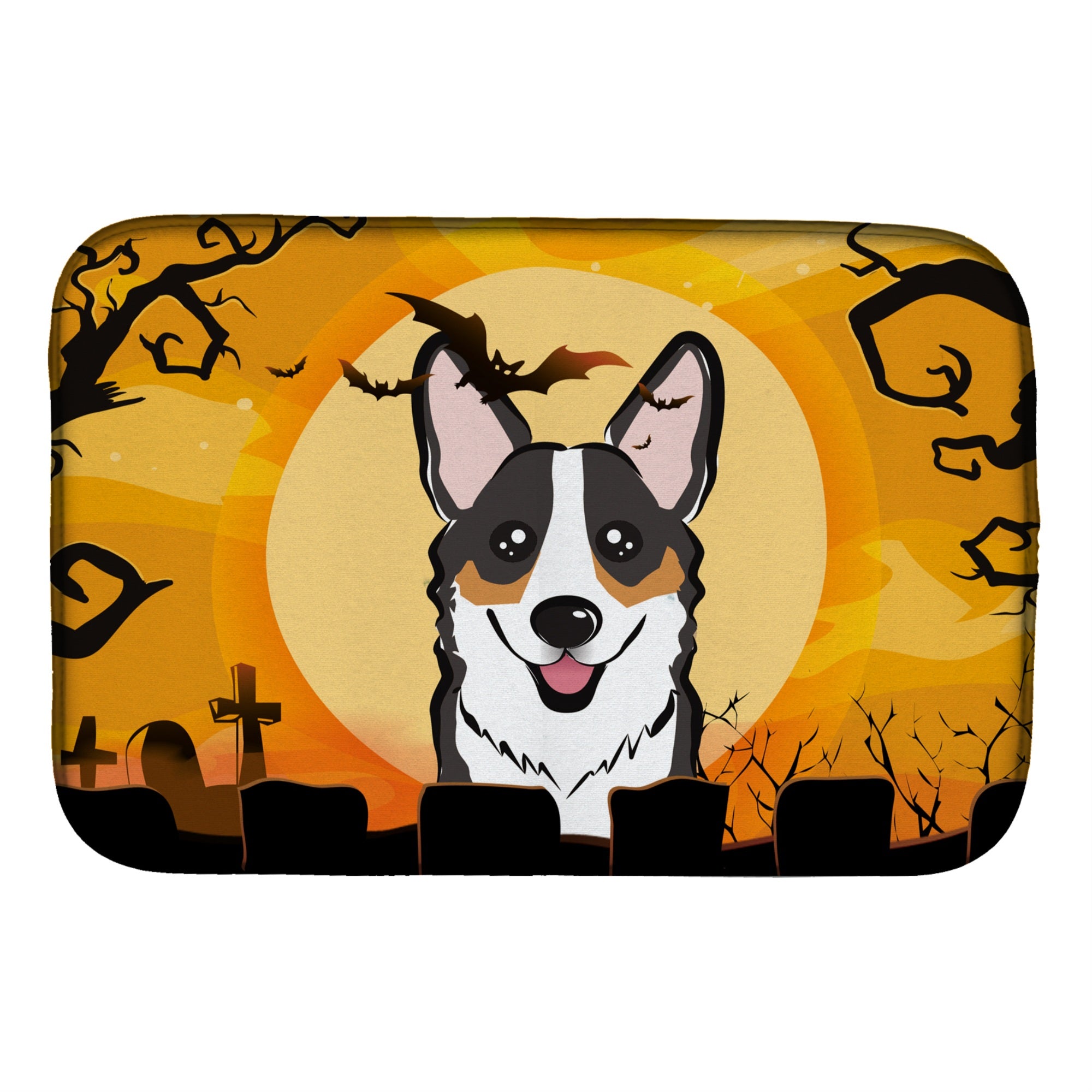 'Caroline'S Treasures Halloween Tricolor Corgi Dish Drying Mat, 14'''' X 21''''''