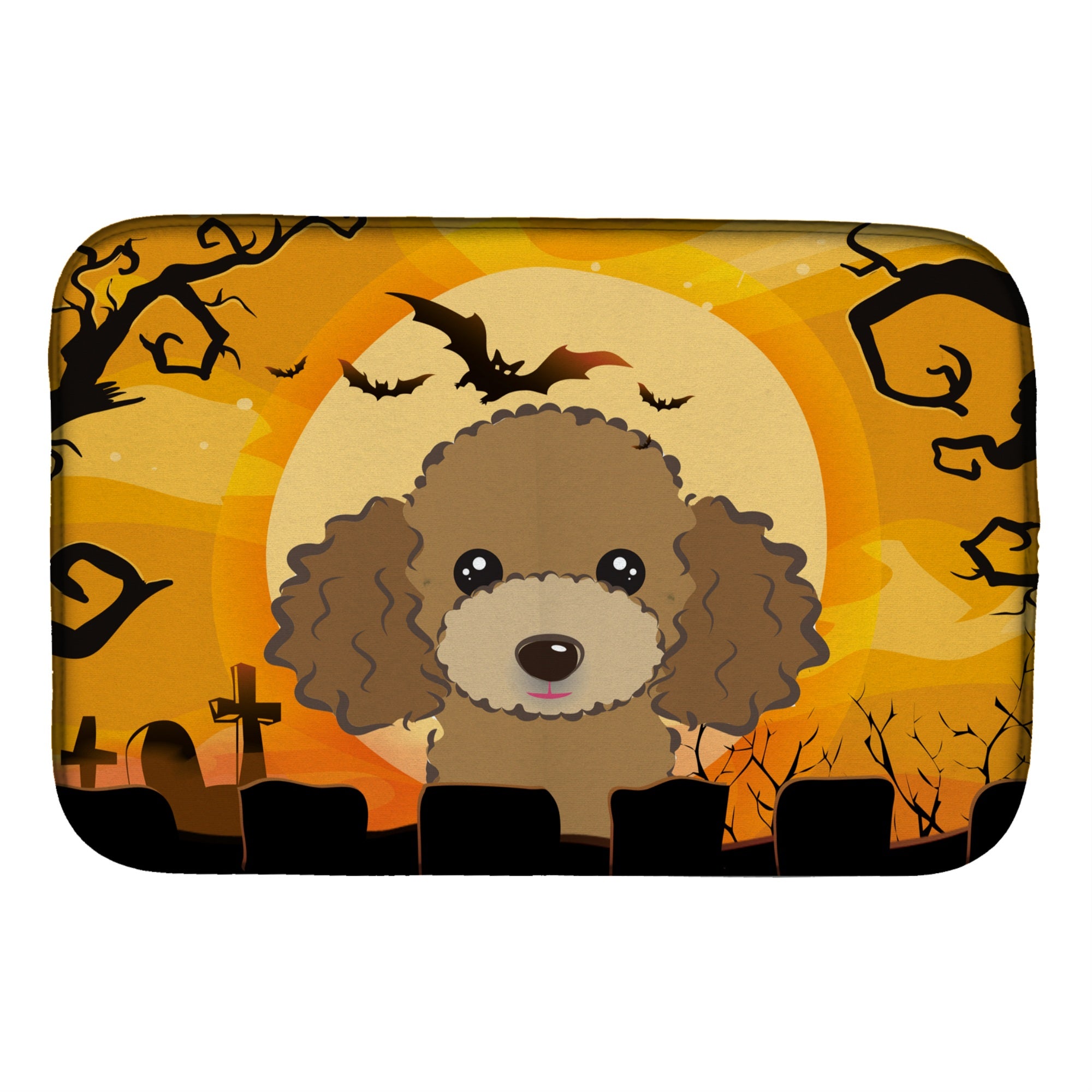 'Caroline'S Treasures Halloween Chocolate Brown Poodle Dish Drying Mat, 14'''' X 21''''''