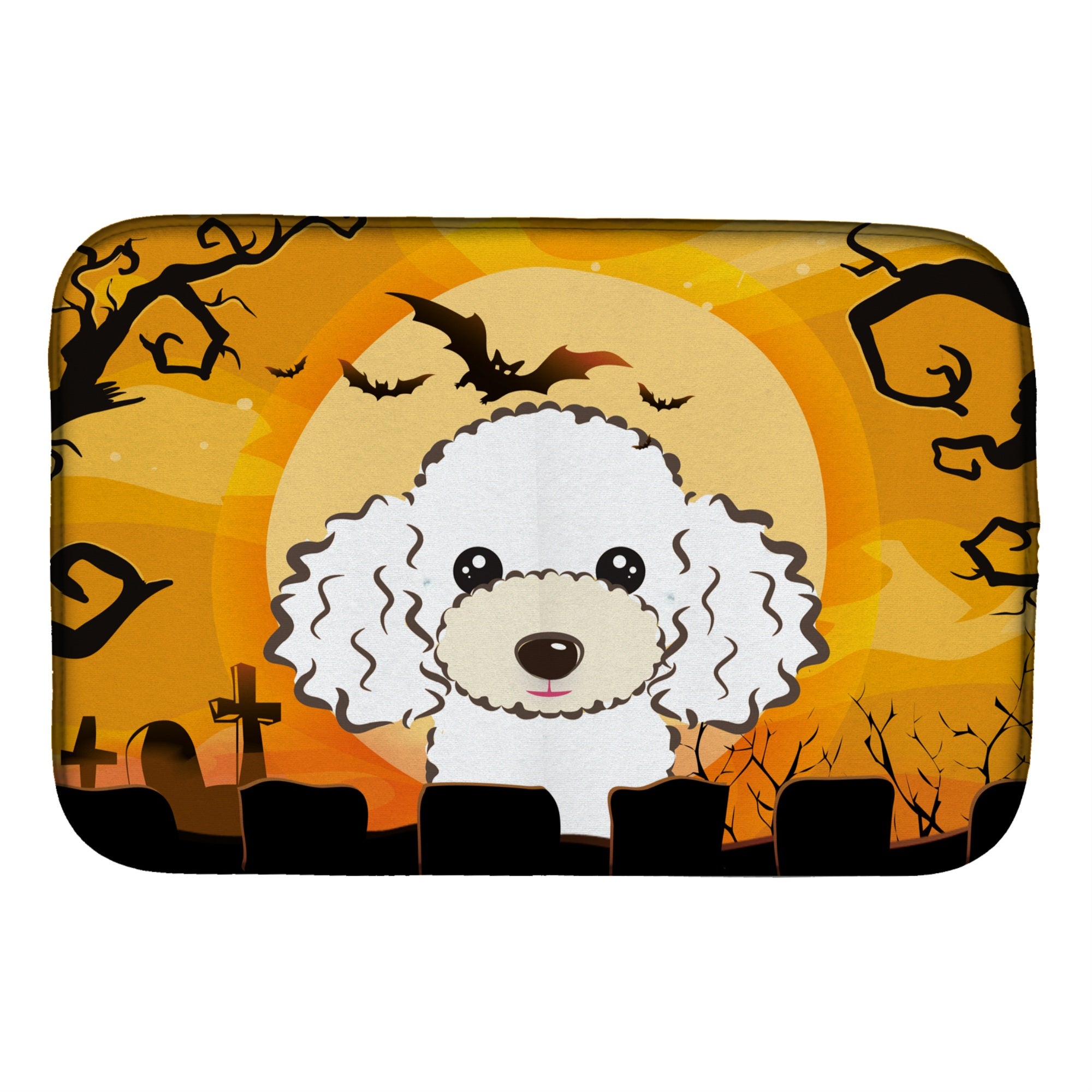 'Caroline'S Treasures Halloween White Poodle Dish Drying Mat, 14'''' X 21''''''