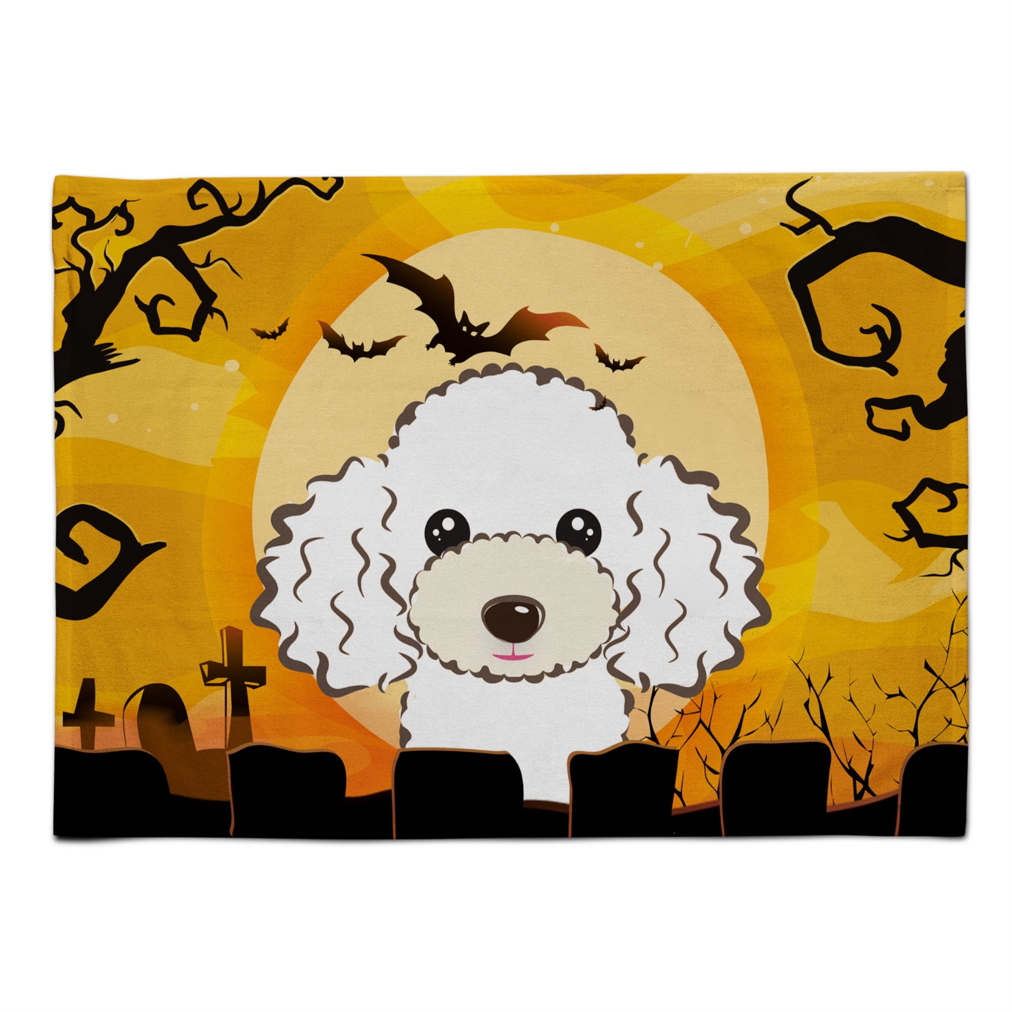 'Caroline'S Treasures Bb1815Plmt Halloween White Poodle Fabric Placemat, Multicolor''