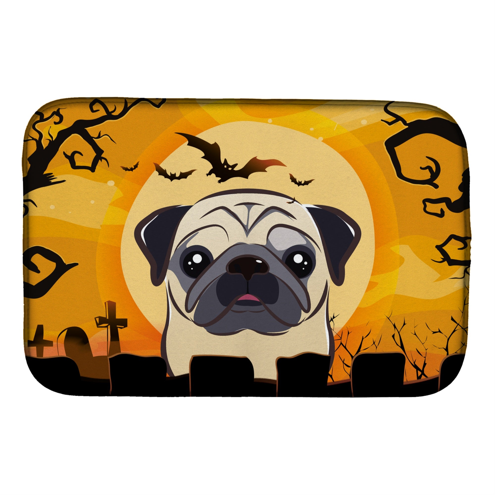 'Caroline'S Treasures Halloween Fawn Pug Dish Drying Mat, 14'''' X 21''''''