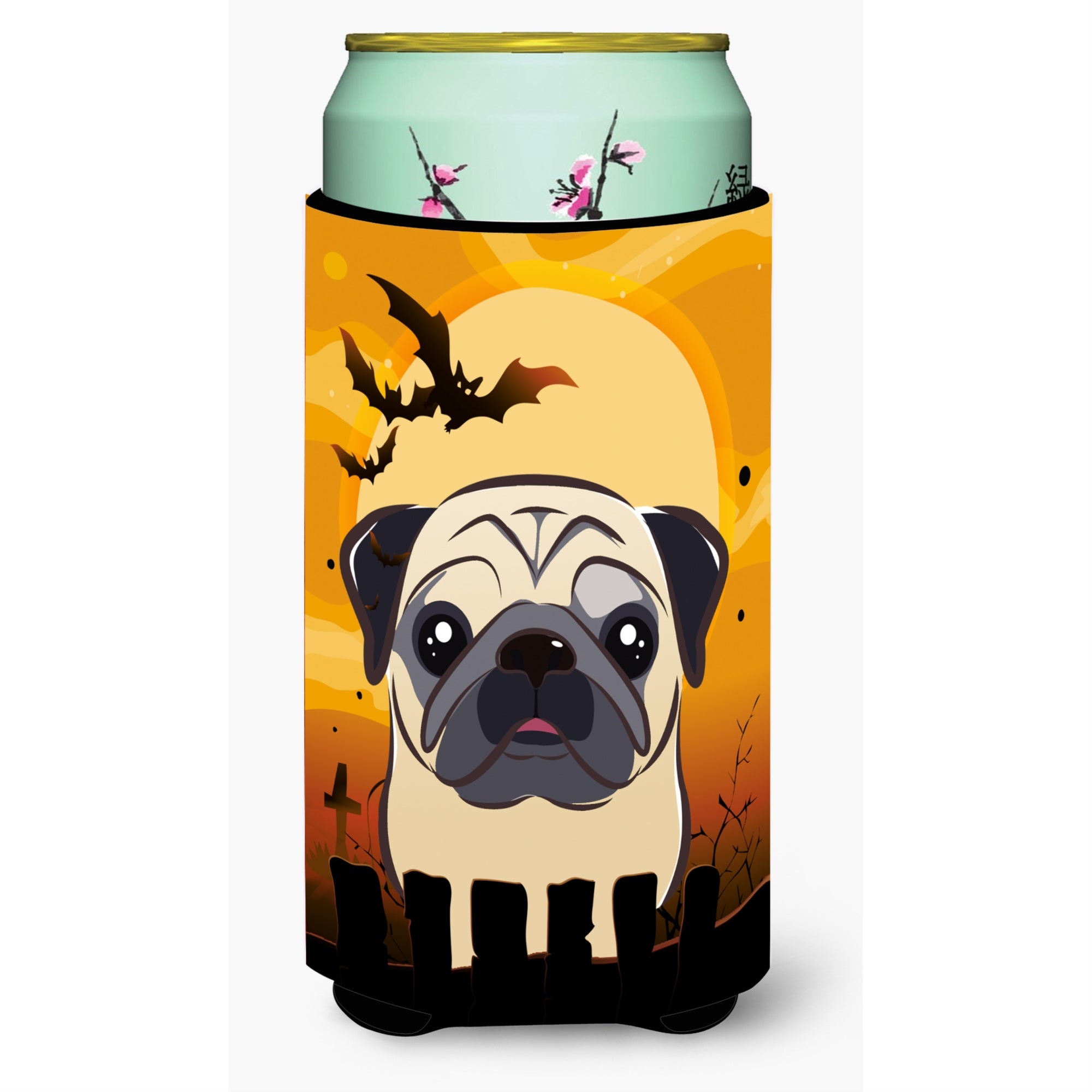 'Caroline'S Treasures Halloween Fawn Pug Tall Boy Koozie Hugger, Multicolor''