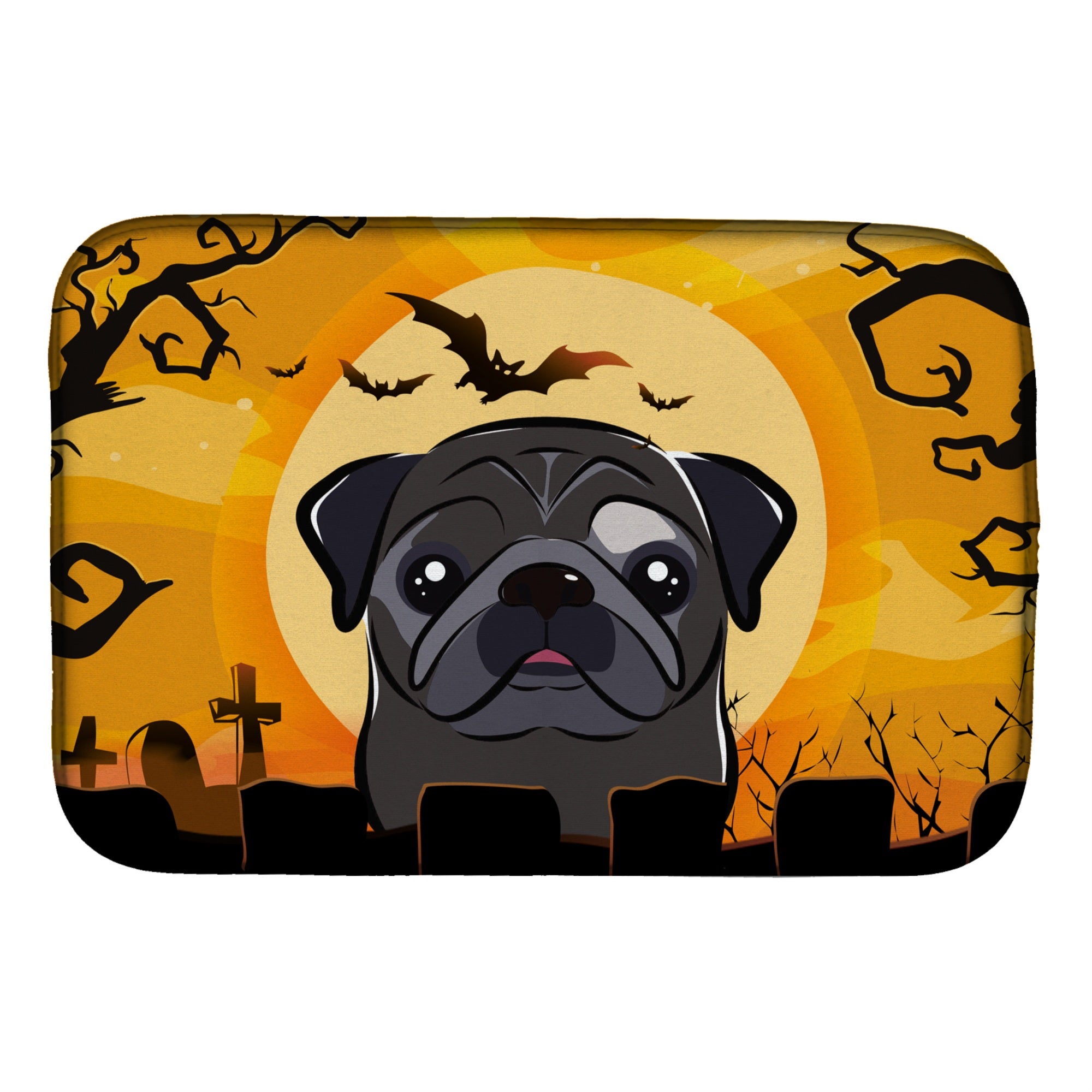 'Caroline'S Treasures Halloween Black Pug Dish Drying Mat, 14'''' X 21''''''