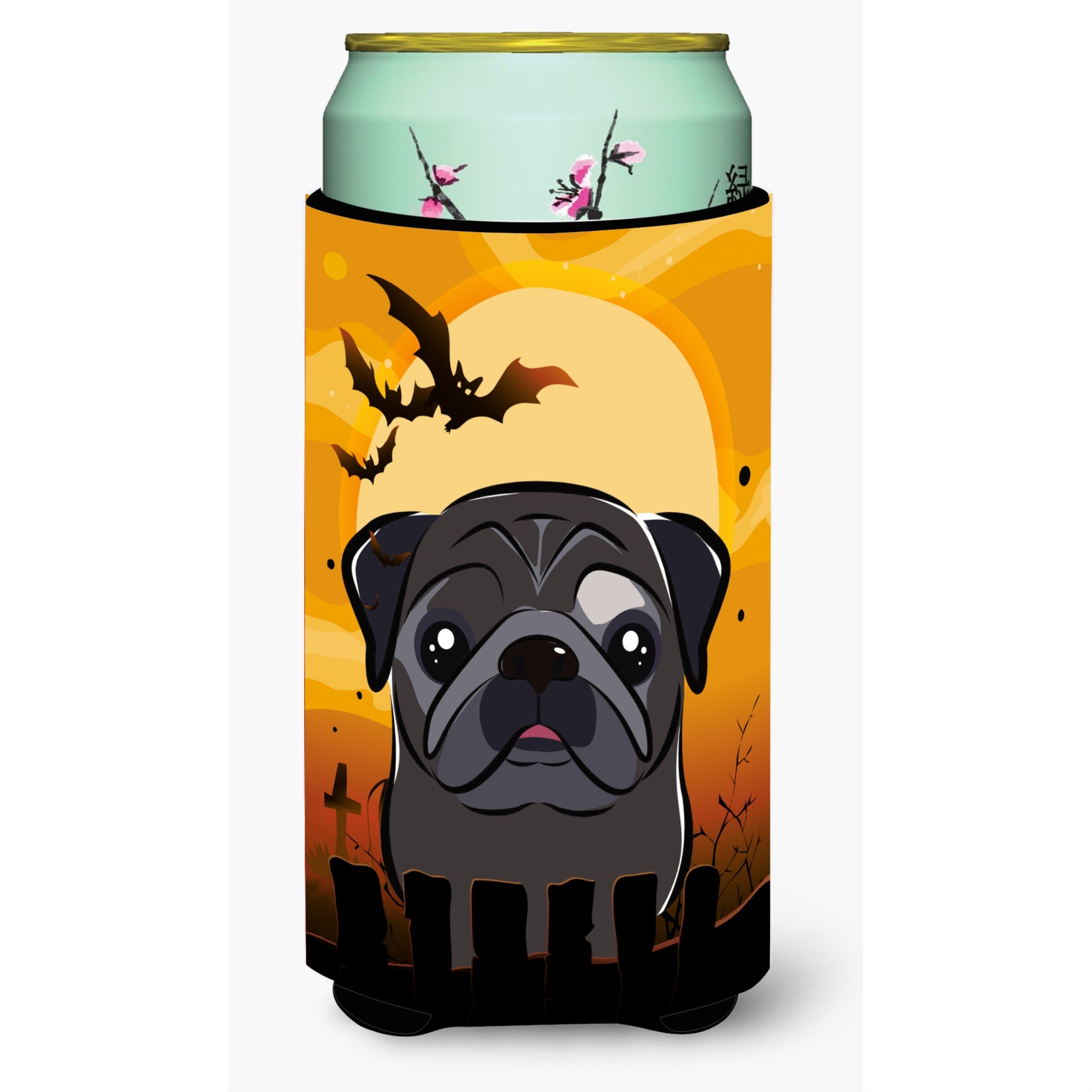 'Caroline'S Treasures Halloween Black Pug Tall Boy Koozie Hugger, Multicolor''