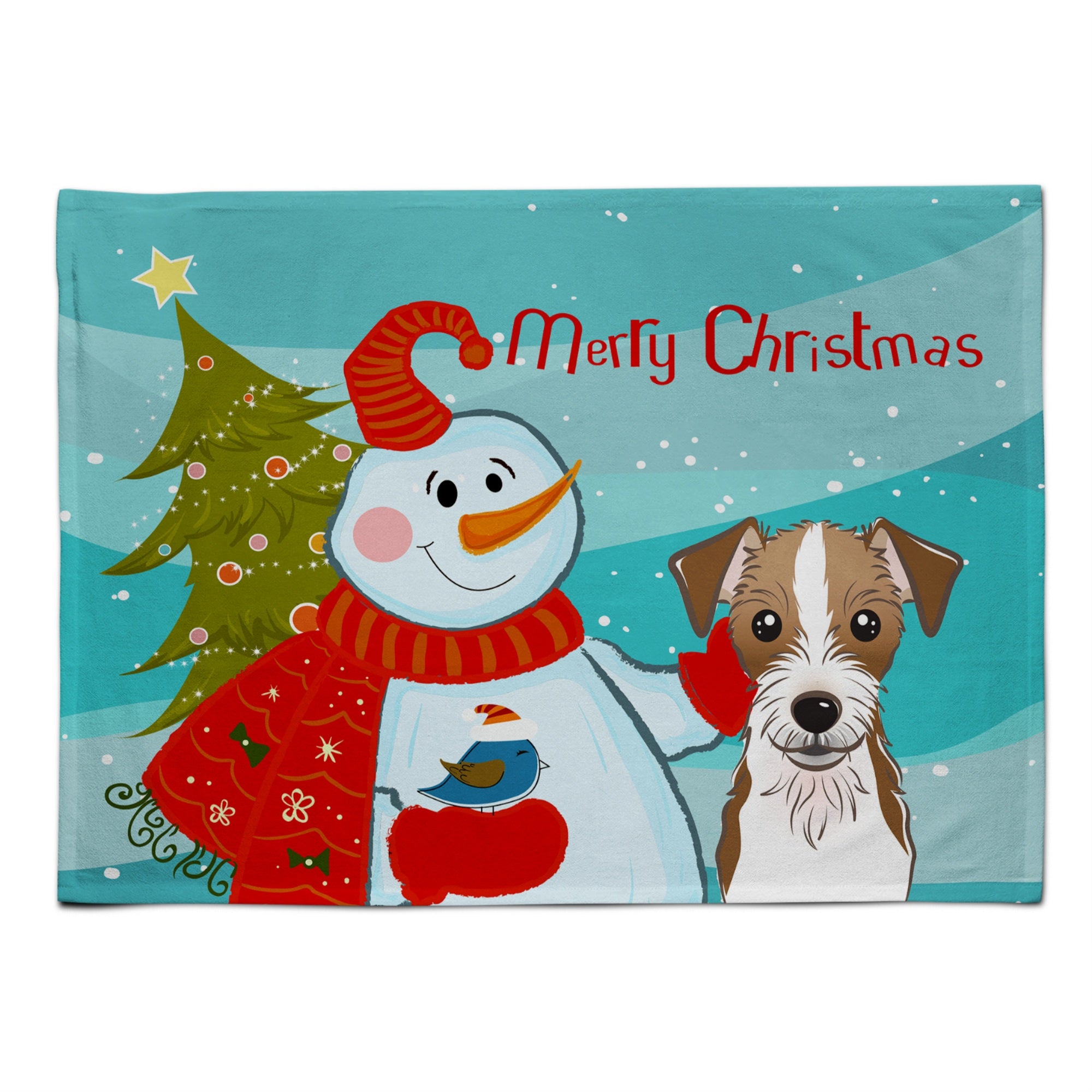 'Caroline'S Treasures Bb1822Plmt Snowman With Jack Russell Terrier Fabric Placemat, Multicolor''