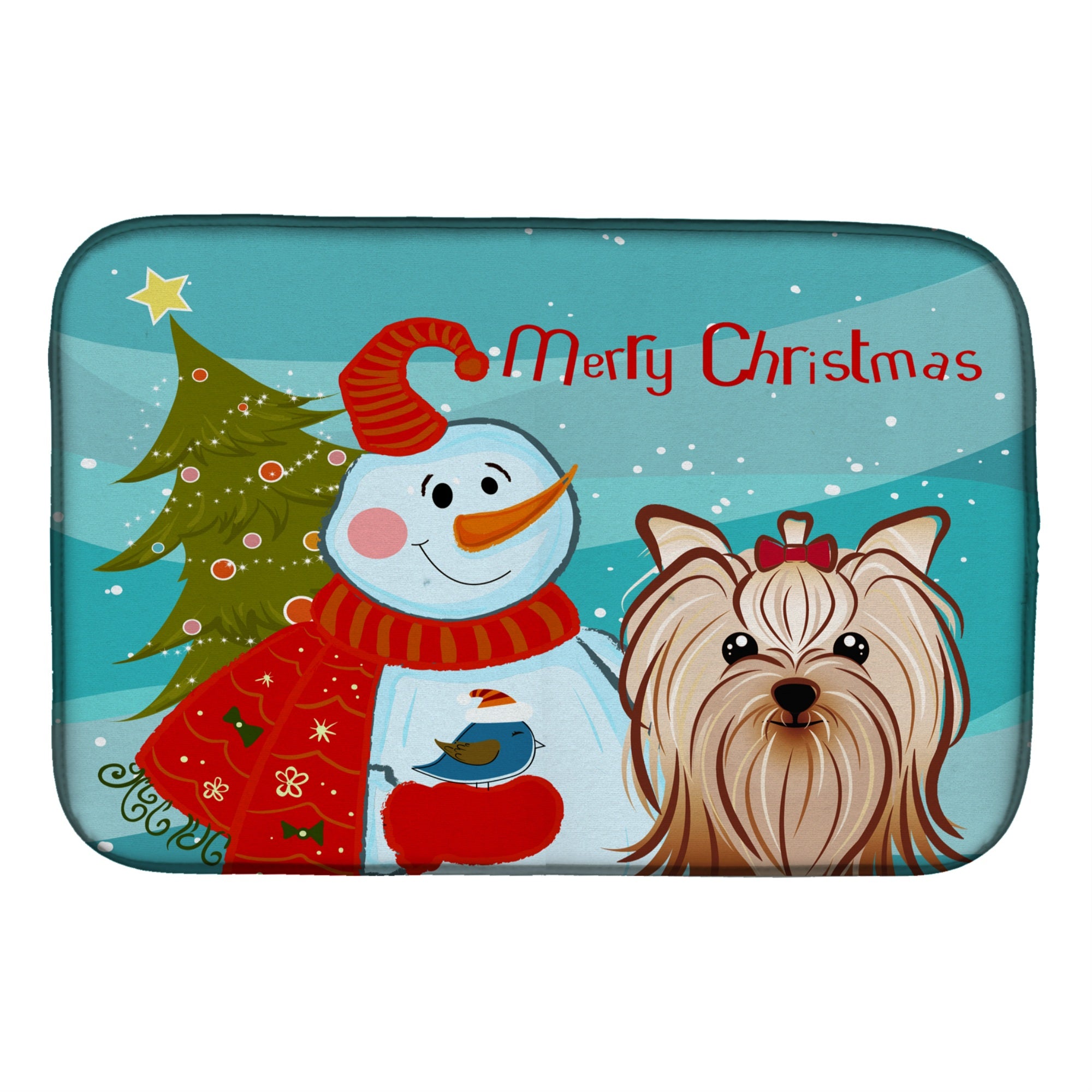 'Caroline'S Treasures Snowman With Yorkie Yorkshire Terrier Dish Drying Mat, 14'''' X 21''''''