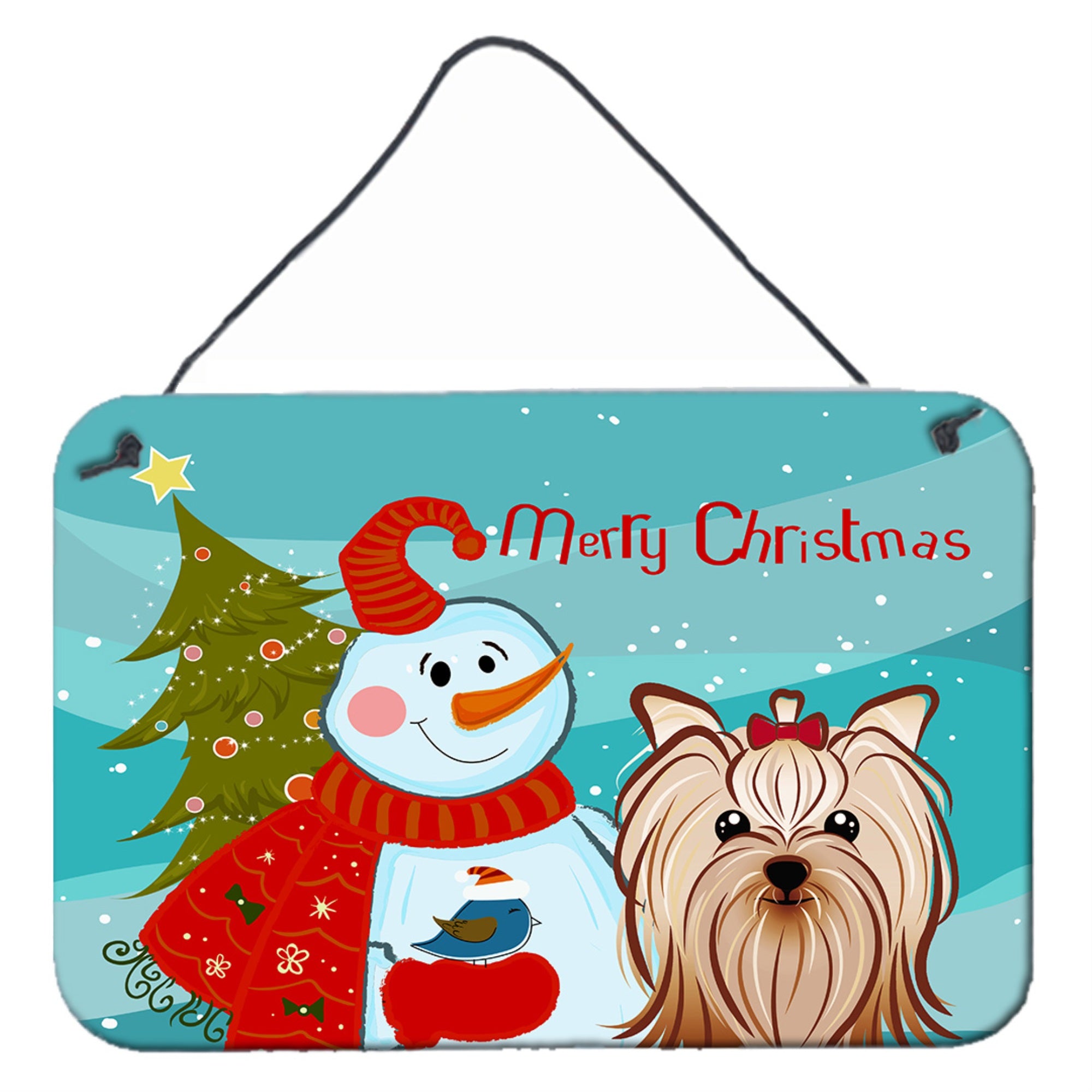 'Caroline'S Treasures Snowman With Yorkie Yorkshire Terrier Wall Or Door Hanging Prints Bb1824Ds812, 8Hx12W''