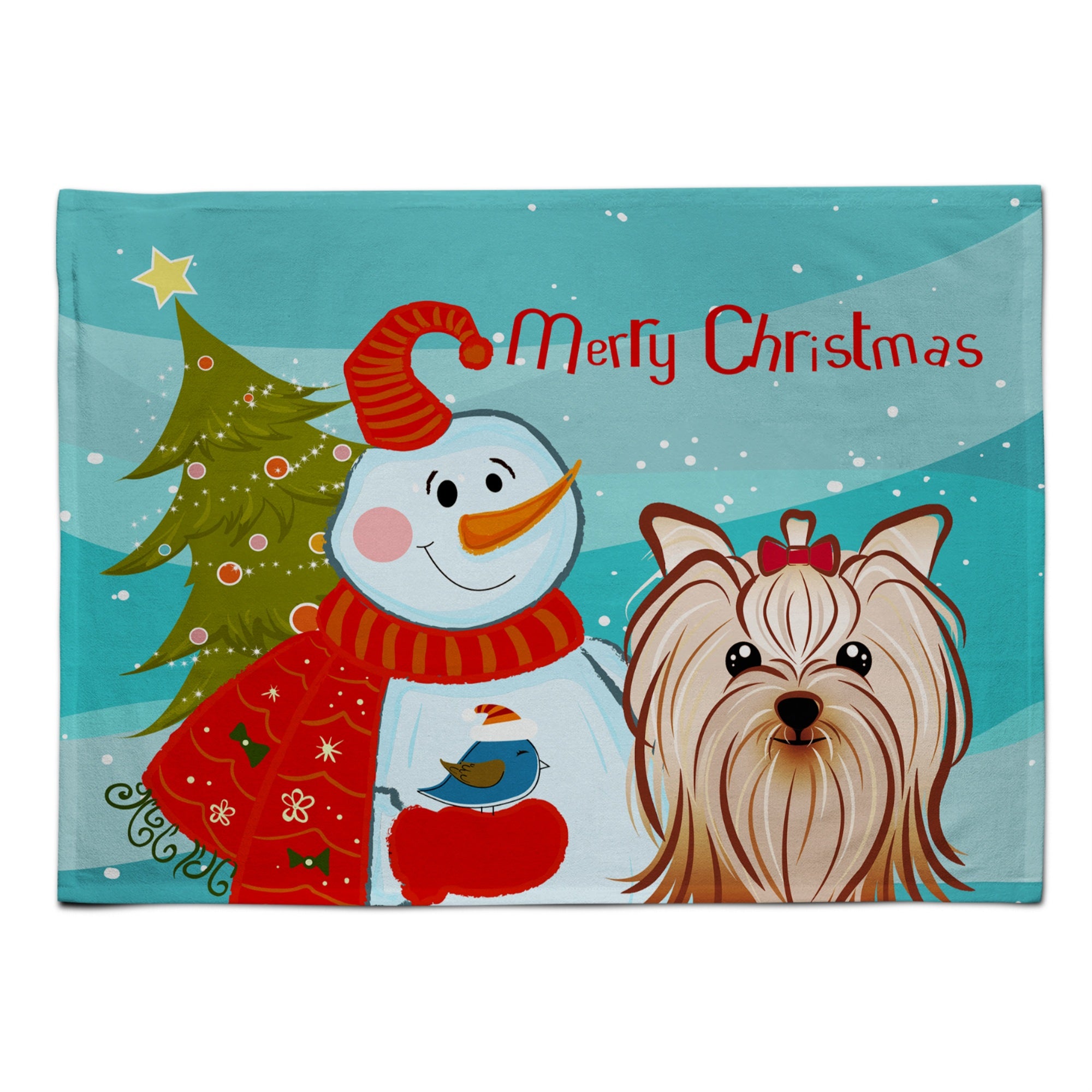 'Caroline'S Treasures Bb1824Plmt Snowman With Yorkie Yorkshire Terrier Fabric Placemat, Multicolor''