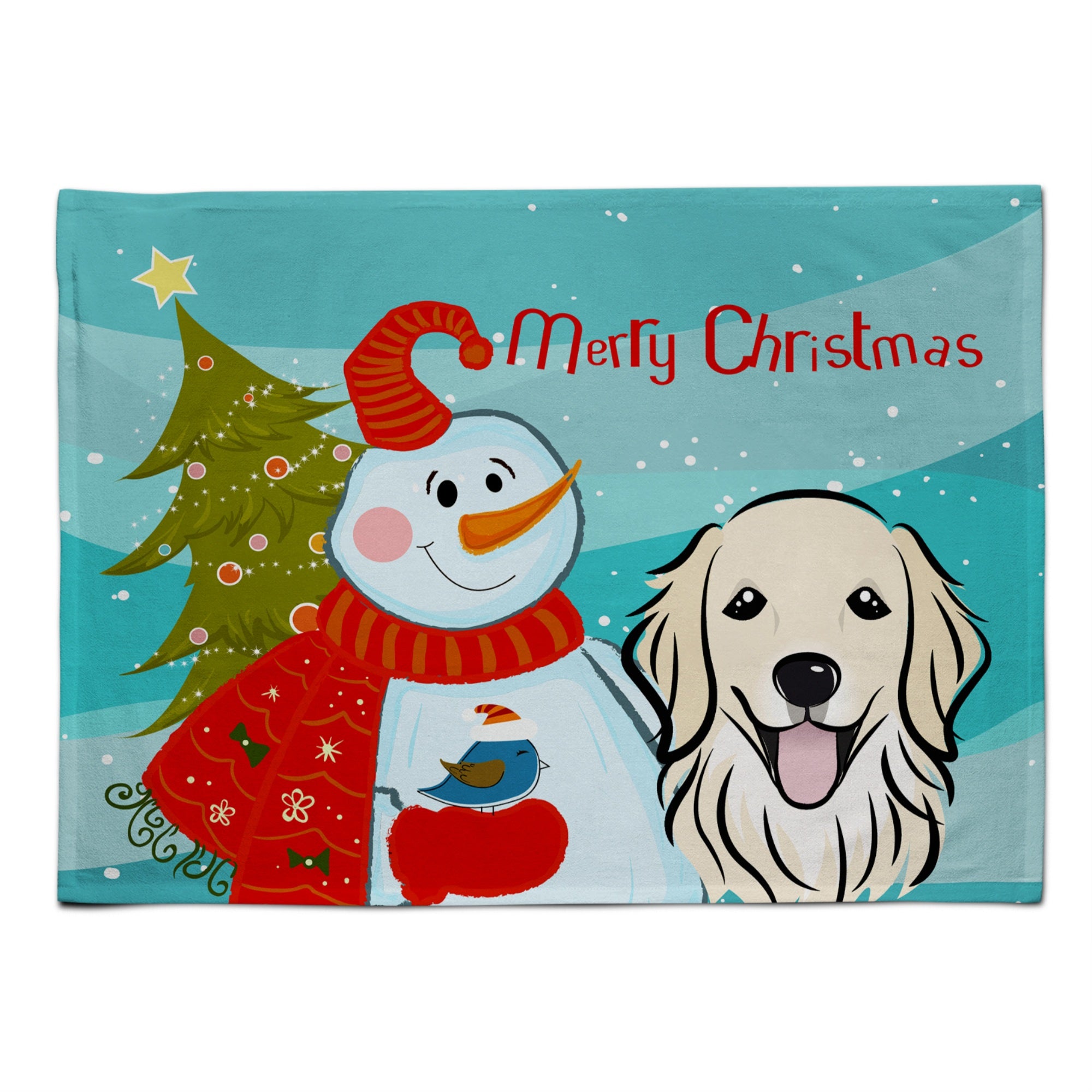 'Caroline'S Treasures Bb1825Plmt Snowman With Golden Retriever Fabric Placemat, Multicolor''
