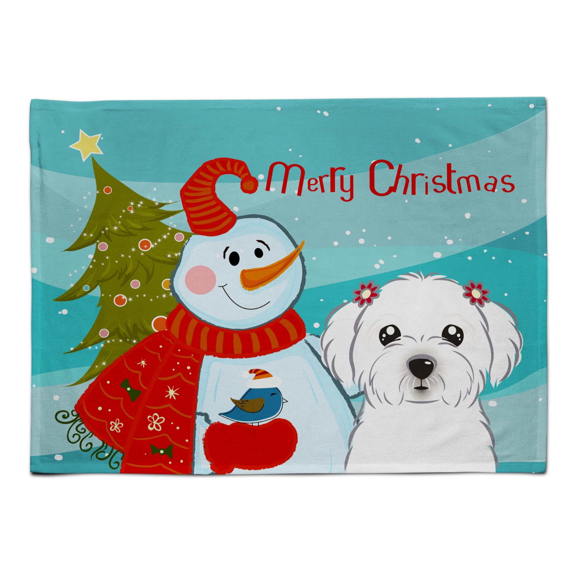 'Caroline'S Treasures Bb1828Plmt Snowman With Maltese Fabric Placemat, Multicolor''